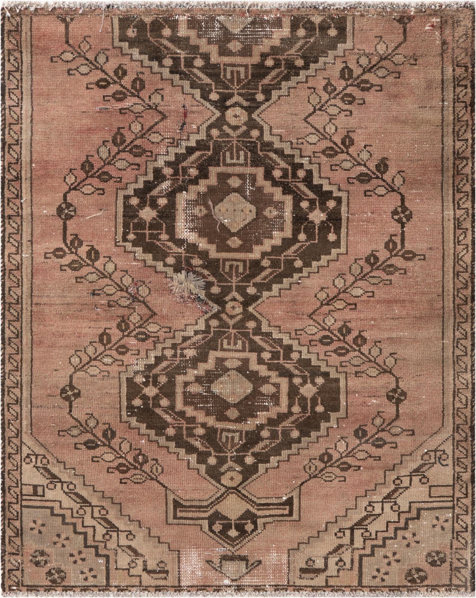  3' 4 x 4' 5  Hand Knotted Ultra Vintage Persian Wool Rug