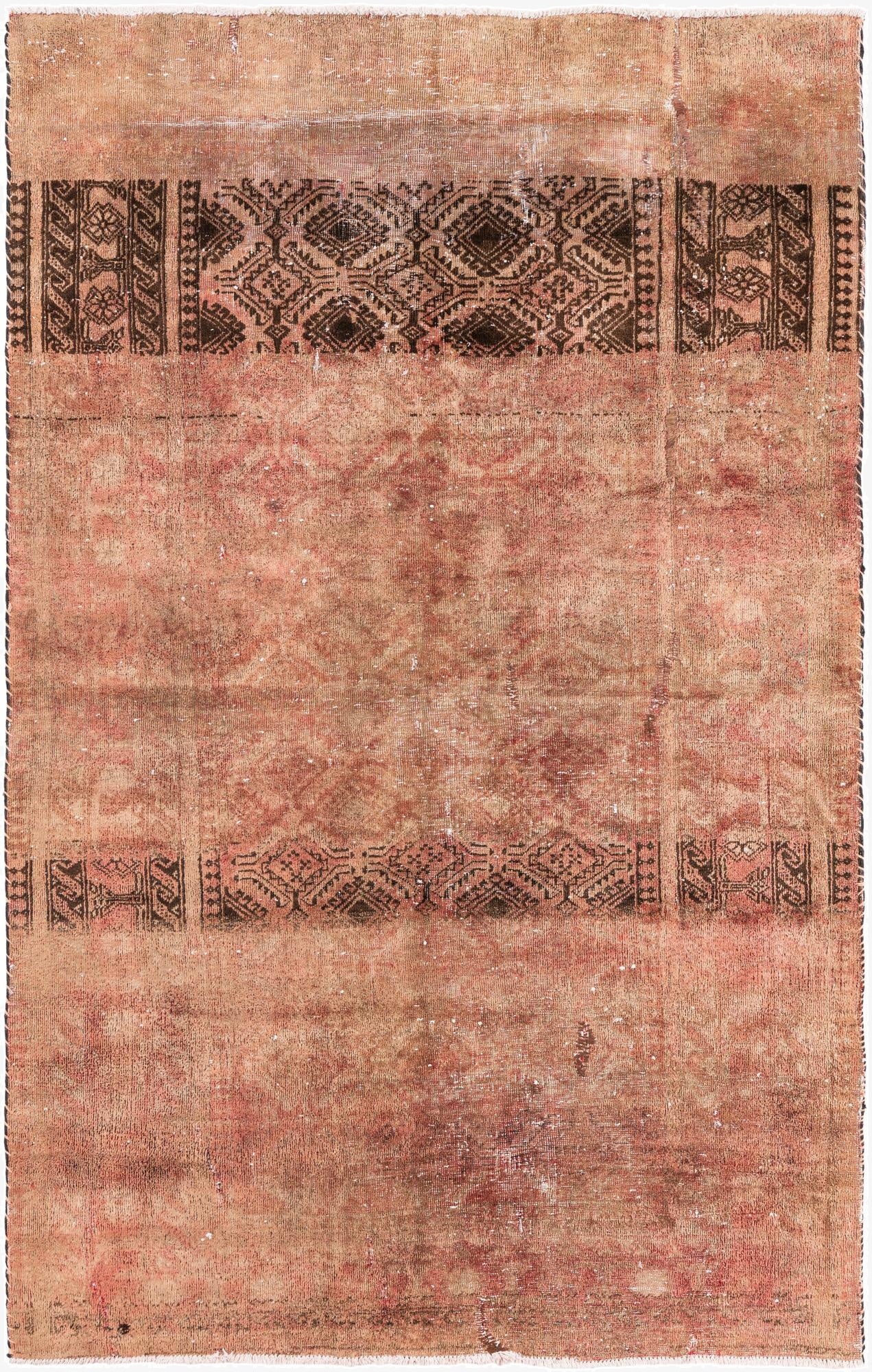  4' 2 x 6' 7  Hand Knotted Ultra Vintage Persian Wool Rug