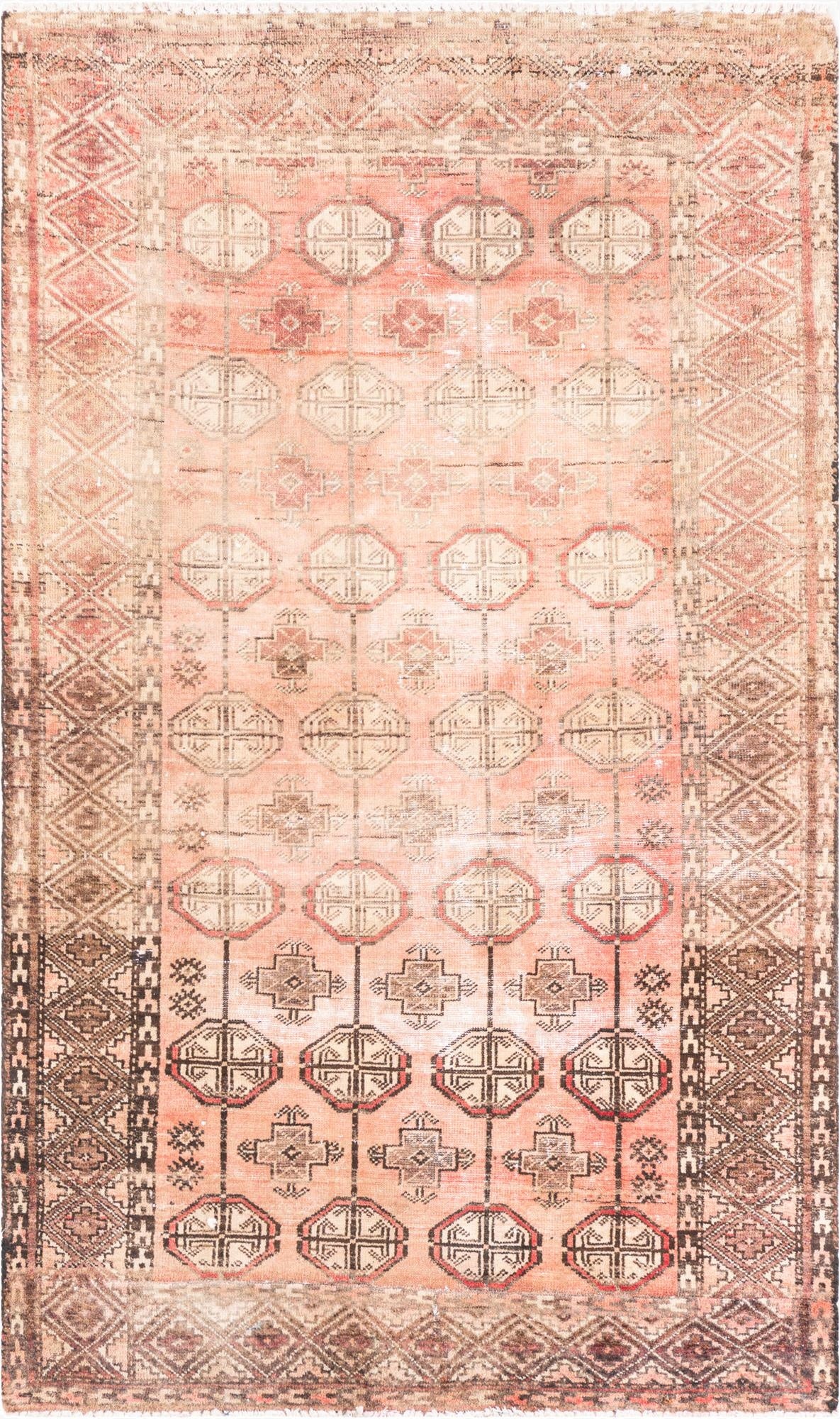  3' 5 x 5' 8  Hand Knotted Ultra Vintage Persian Wool Rug