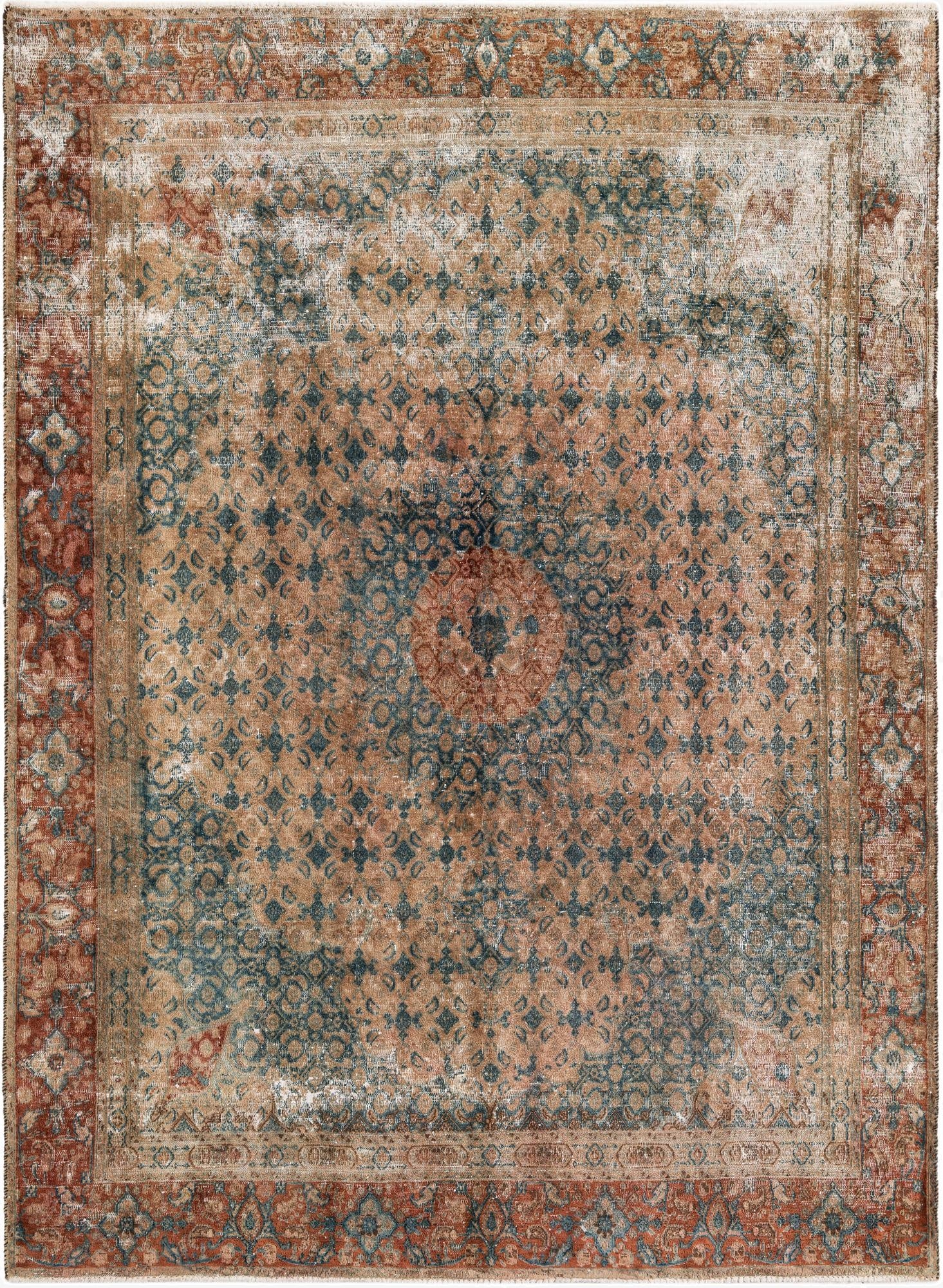  6' 5 x 8' 10  Hand Knotted Ultra Vintage Persian Wool Rug