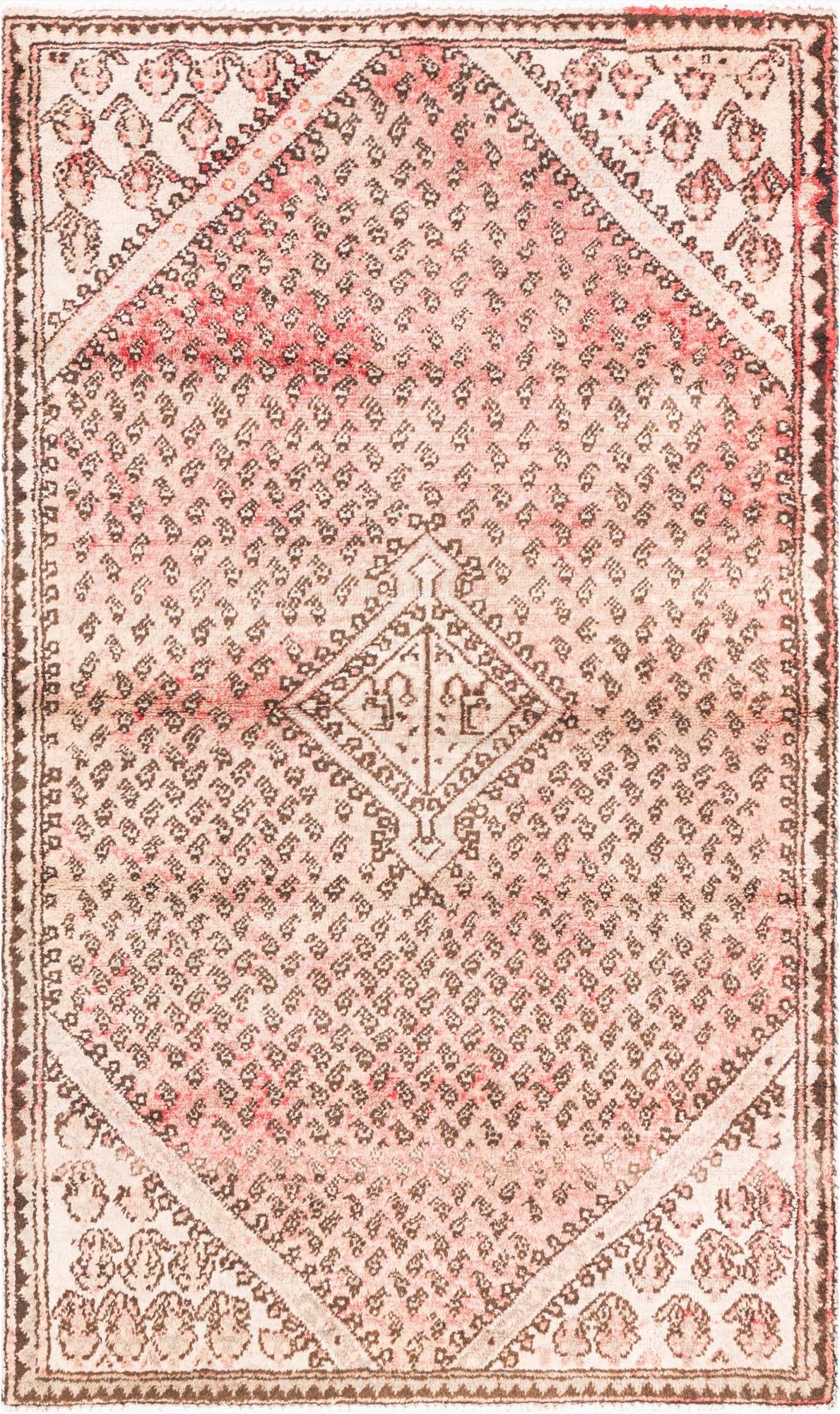  3' 8 x 6'  Hand Knotted Ultra Vintage Persian Wool Rug