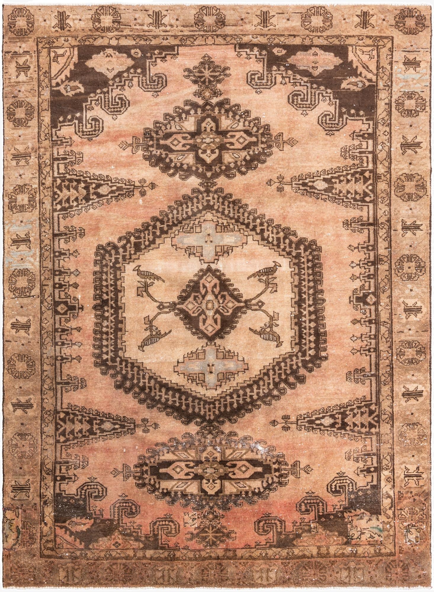  6' 9 x 9' 6  Hand Knotted Ultra Vintage Persian Wool Rug