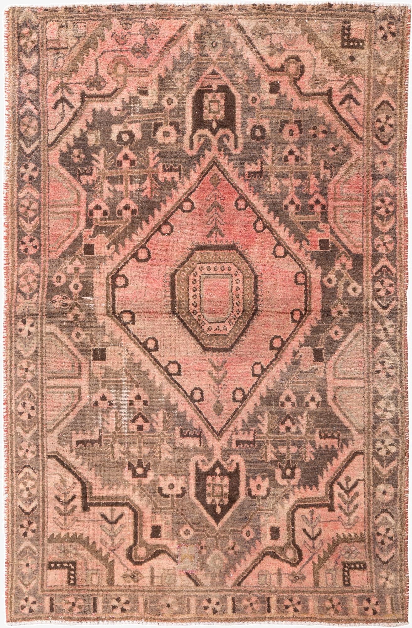  4' 6 x 6' 9  Hand Knotted Ultra Vintage Persian Wool Rug