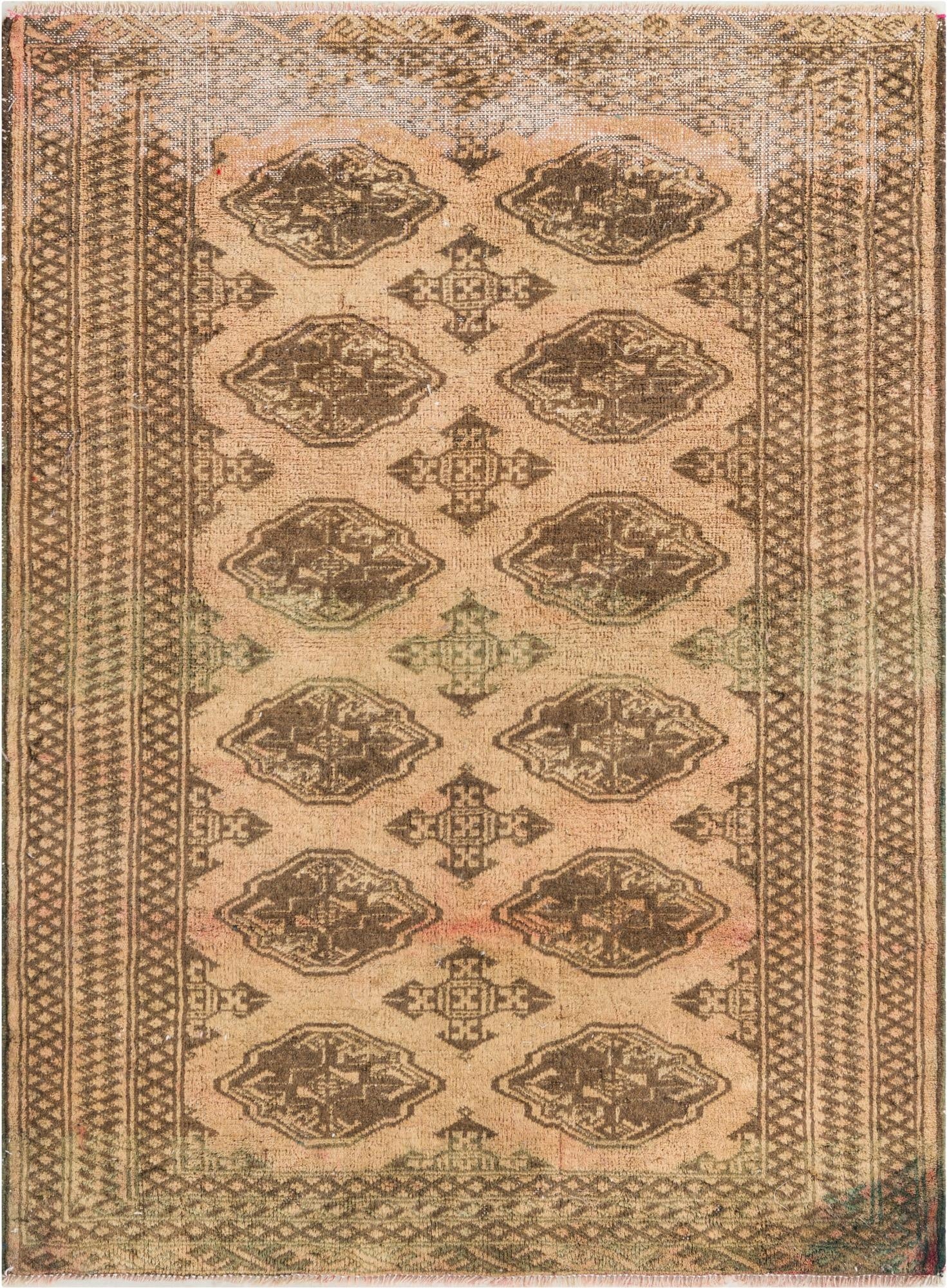  3' 4 x 4' 6  Hand Knotted Ultra Vintage Persian Wool Rug