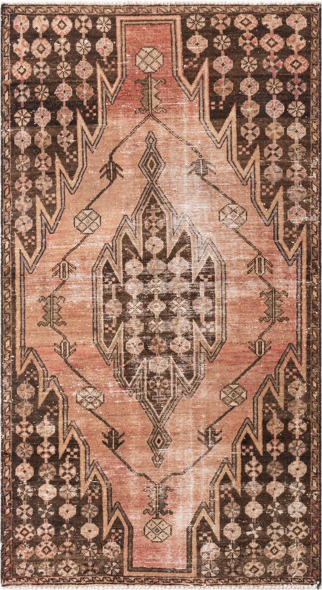  3' 7 x 6' 4  Hand Knotted Ultra Vintage Persian Wool Rug