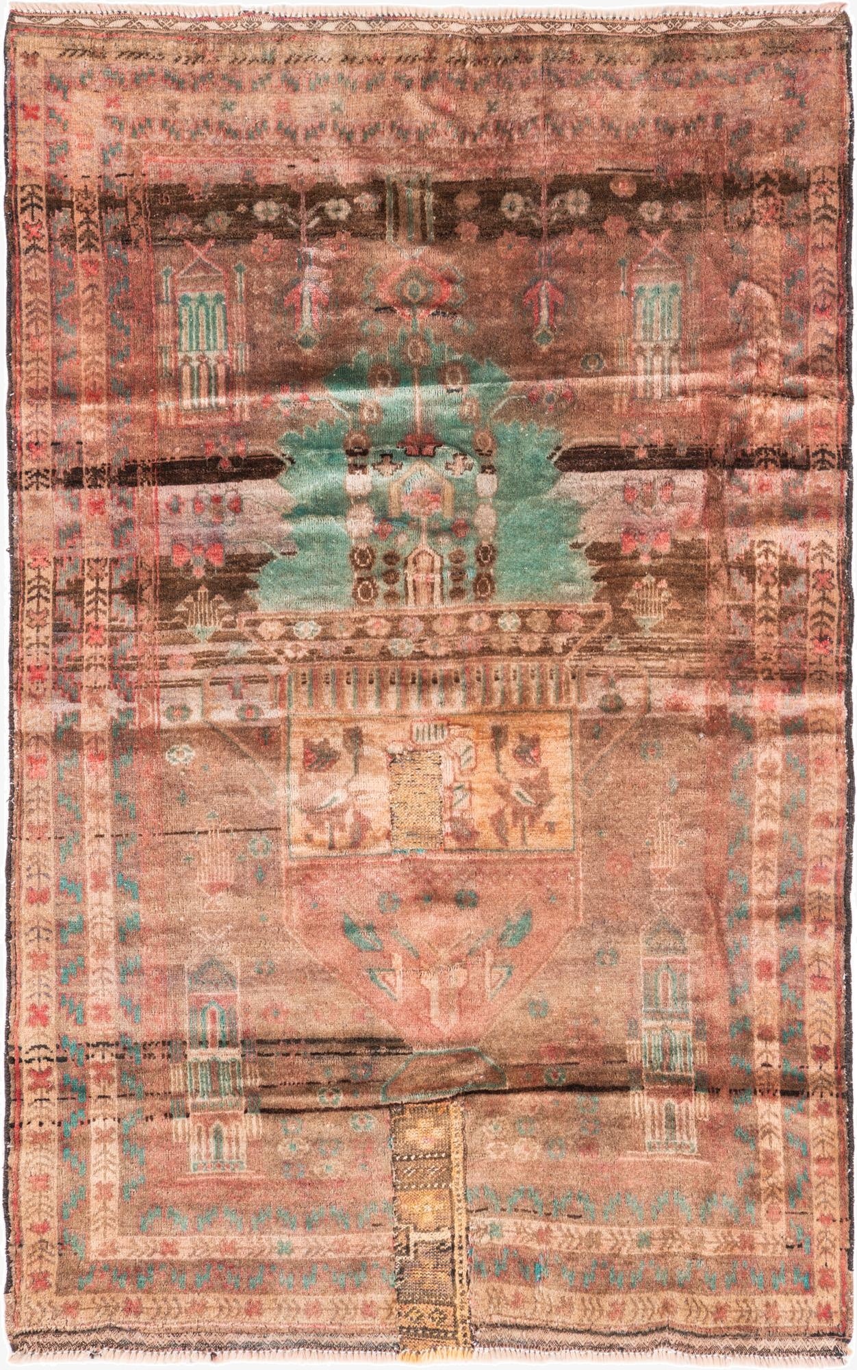  3' 8 x 5' 10  Hand Knotted Ultra Vintage Persian Wool Rug