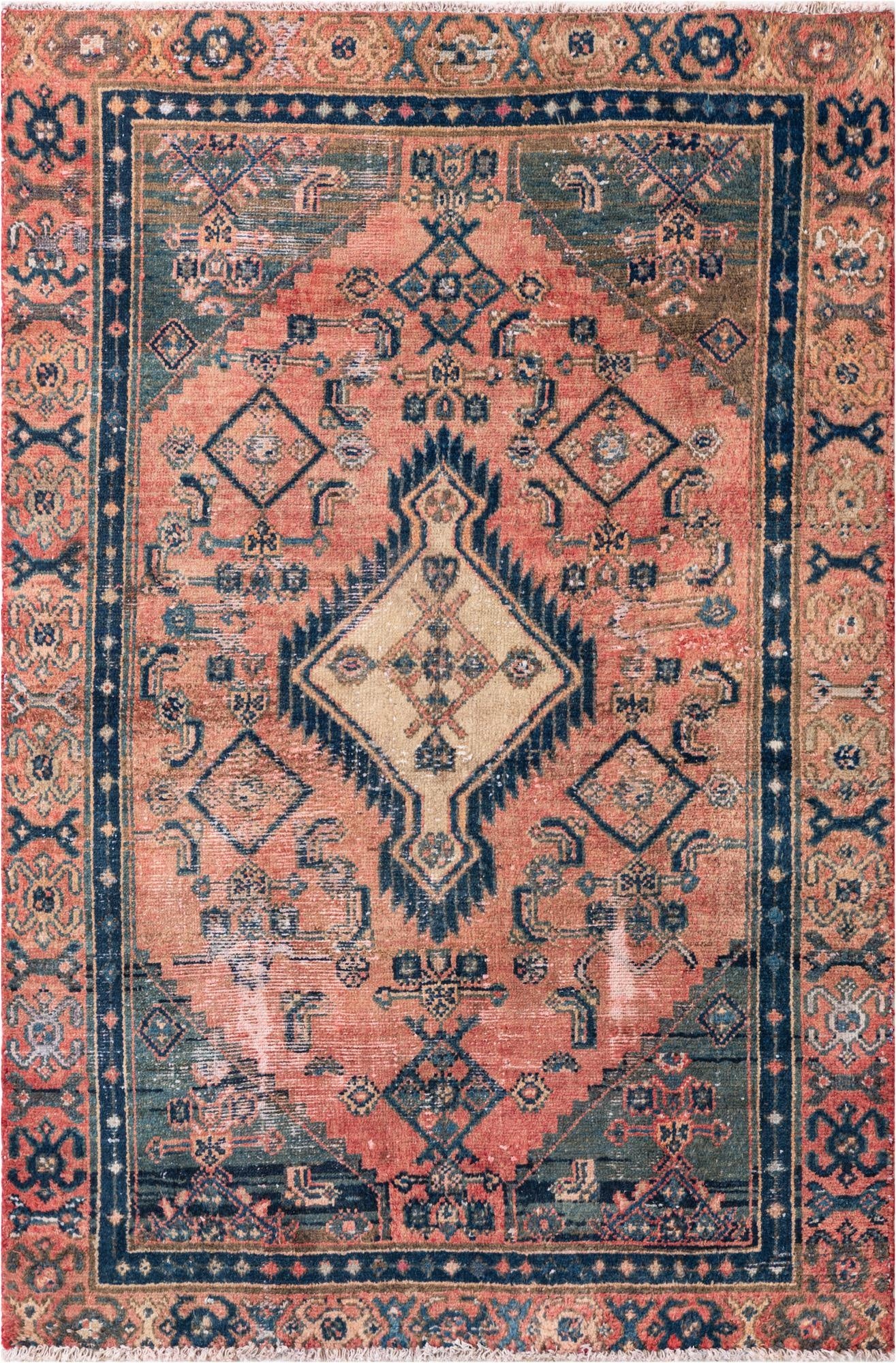  4' 2 x 6' 1  Hand Knotted Ultra Vintage Persian Wool Rug