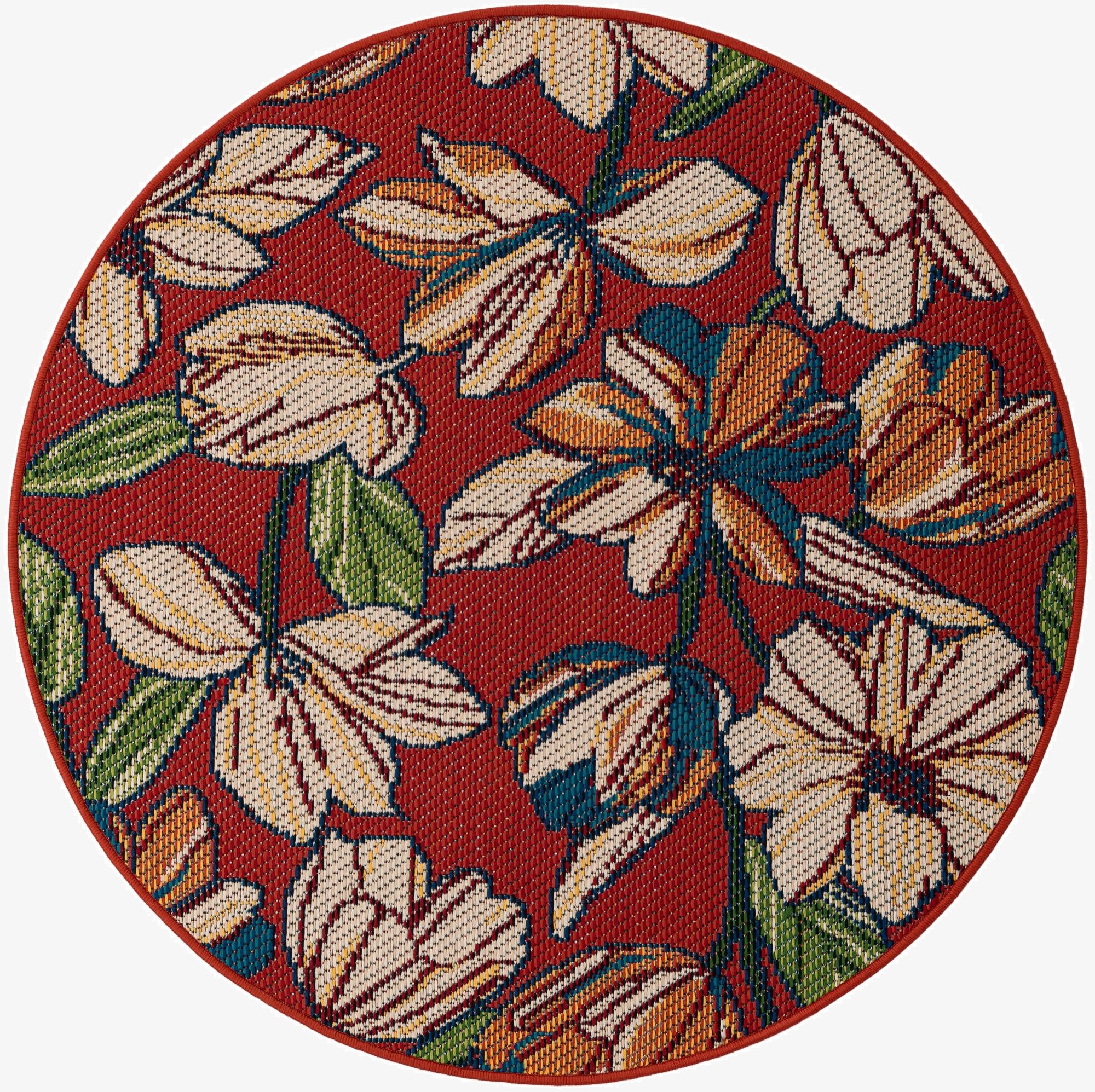  4' x 4'  Washable Baja Indoor / Outdoor Round Rug