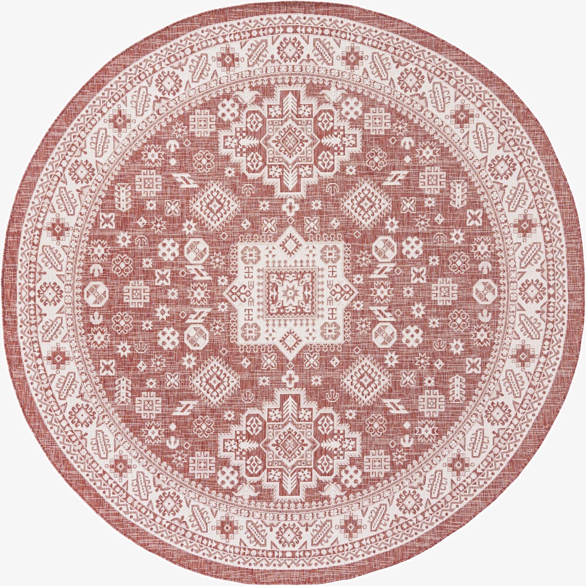  10' x 10'  Washable Aztec Indoor / Outdoor Round Rug
