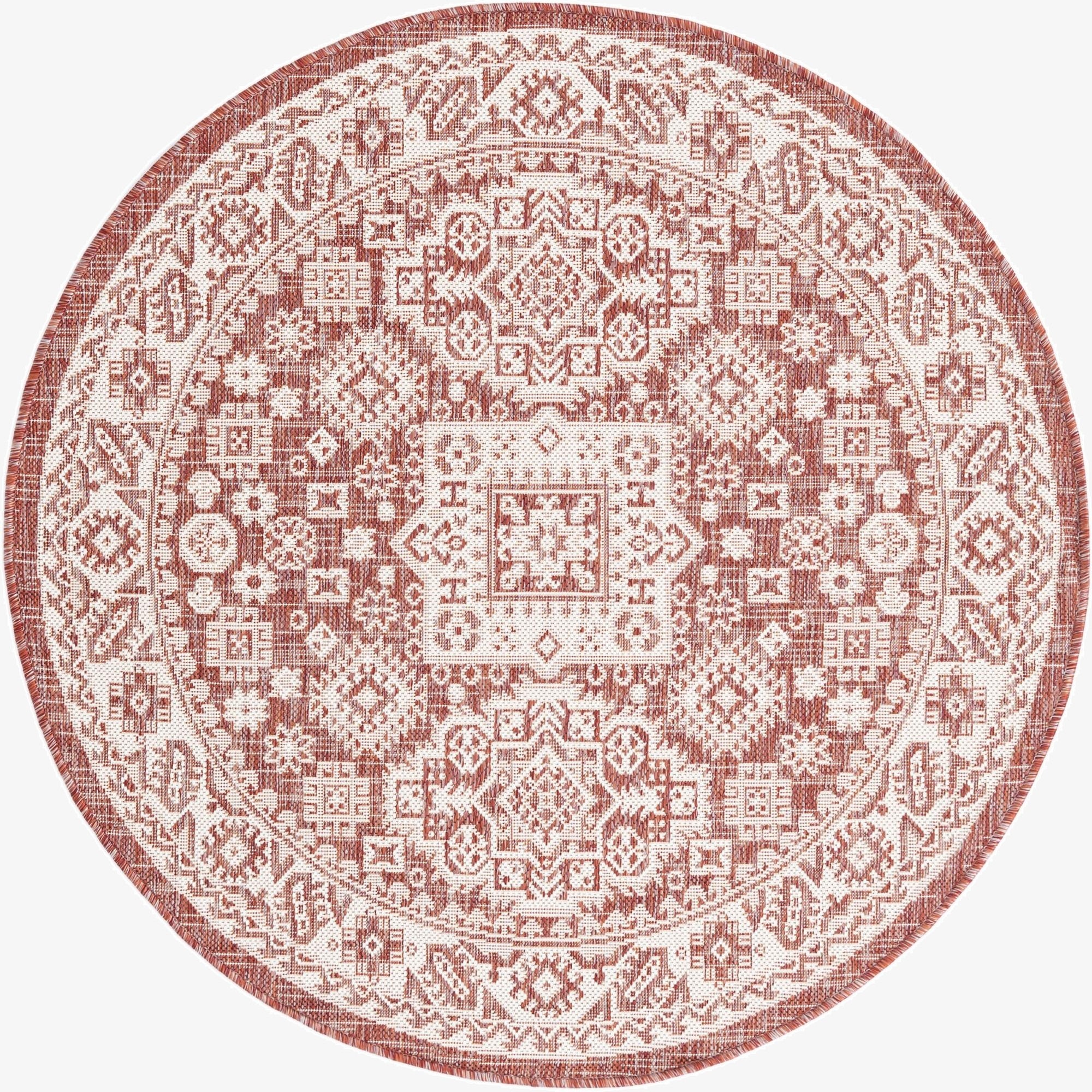  4' x 4'  Washable Aztec Indoor / Outdoor Round Rug