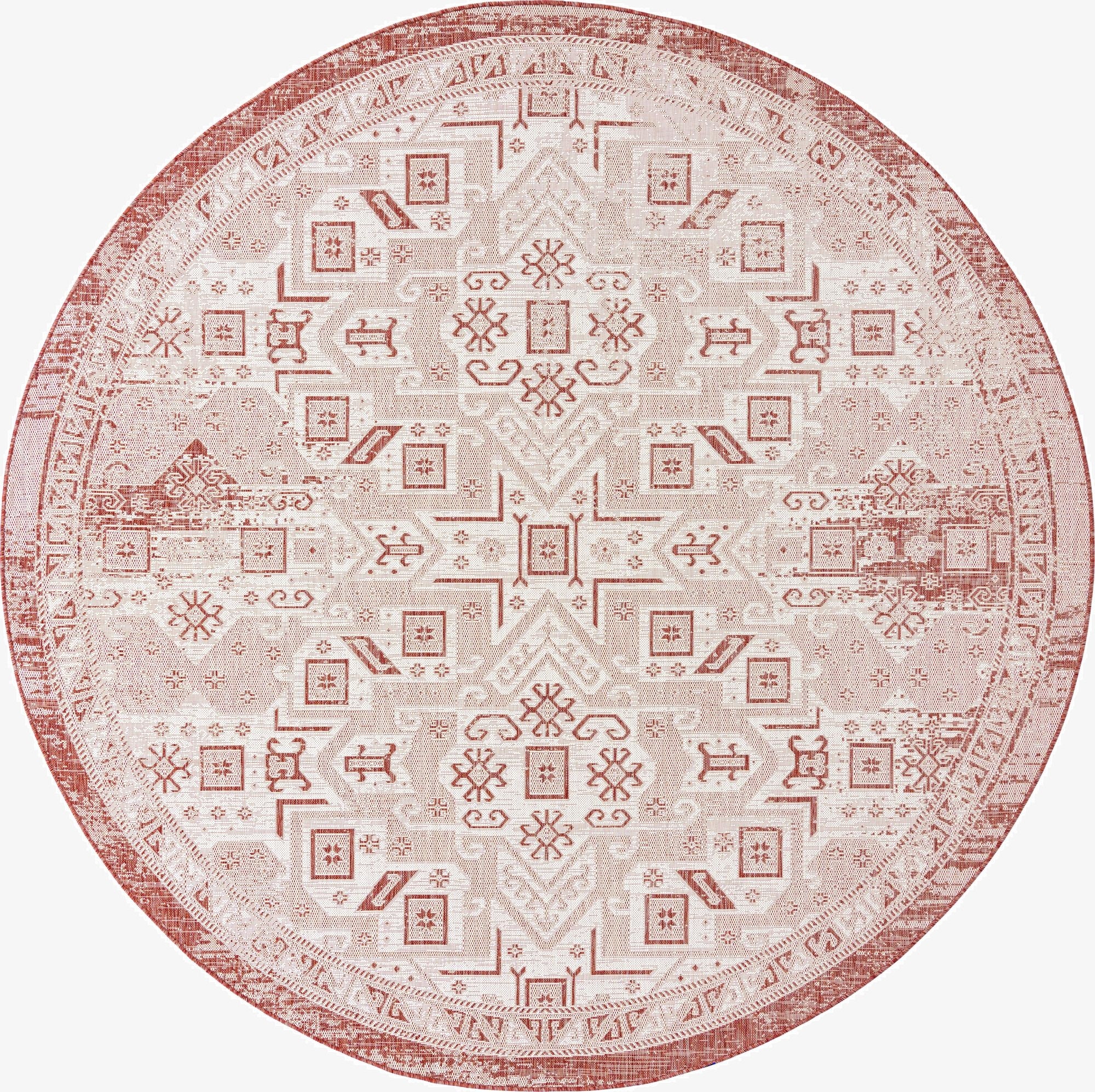  10' x 10'  Washable Aztec Indoor / Outdoor Round Rug