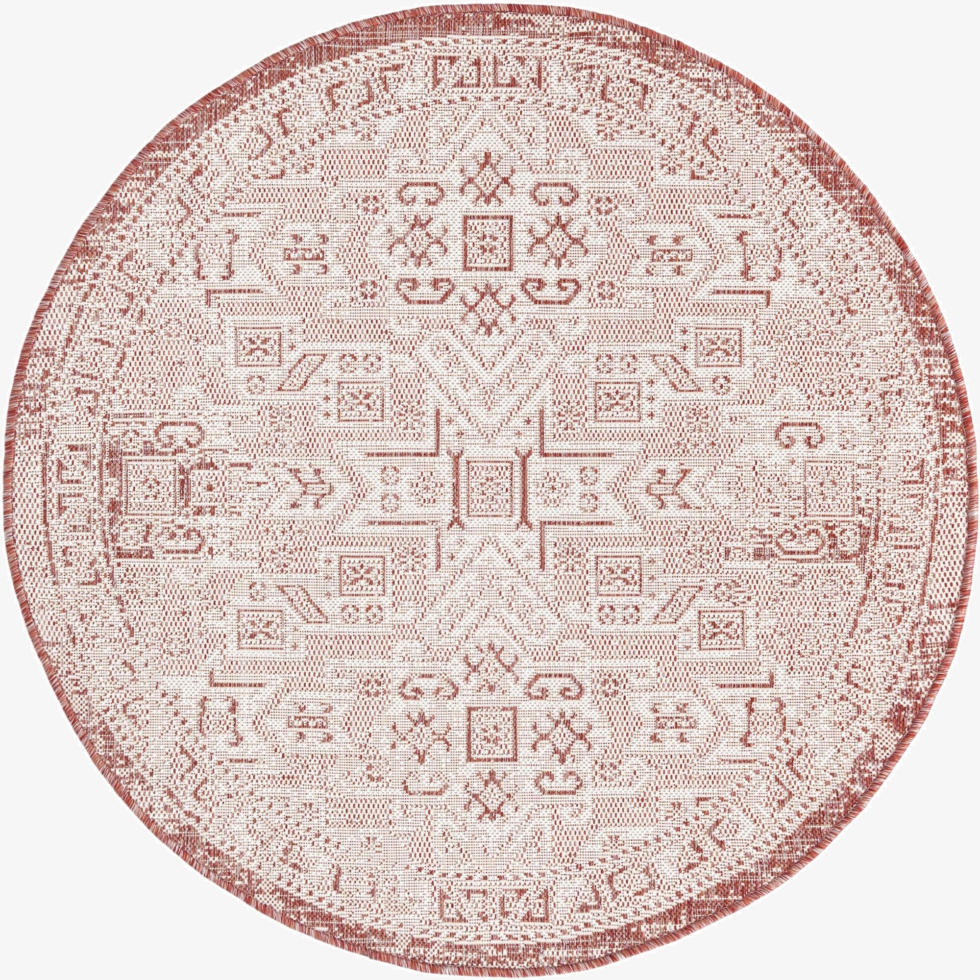  4' x 4'  Washable Aztec Indoor / Outdoor Round Rug