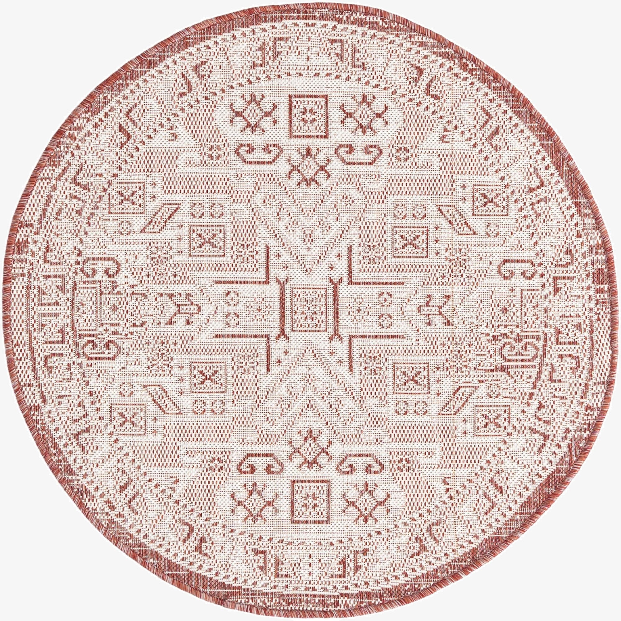  3' x 3'  Washable Aztec Indoor / Outdoor Round Rug