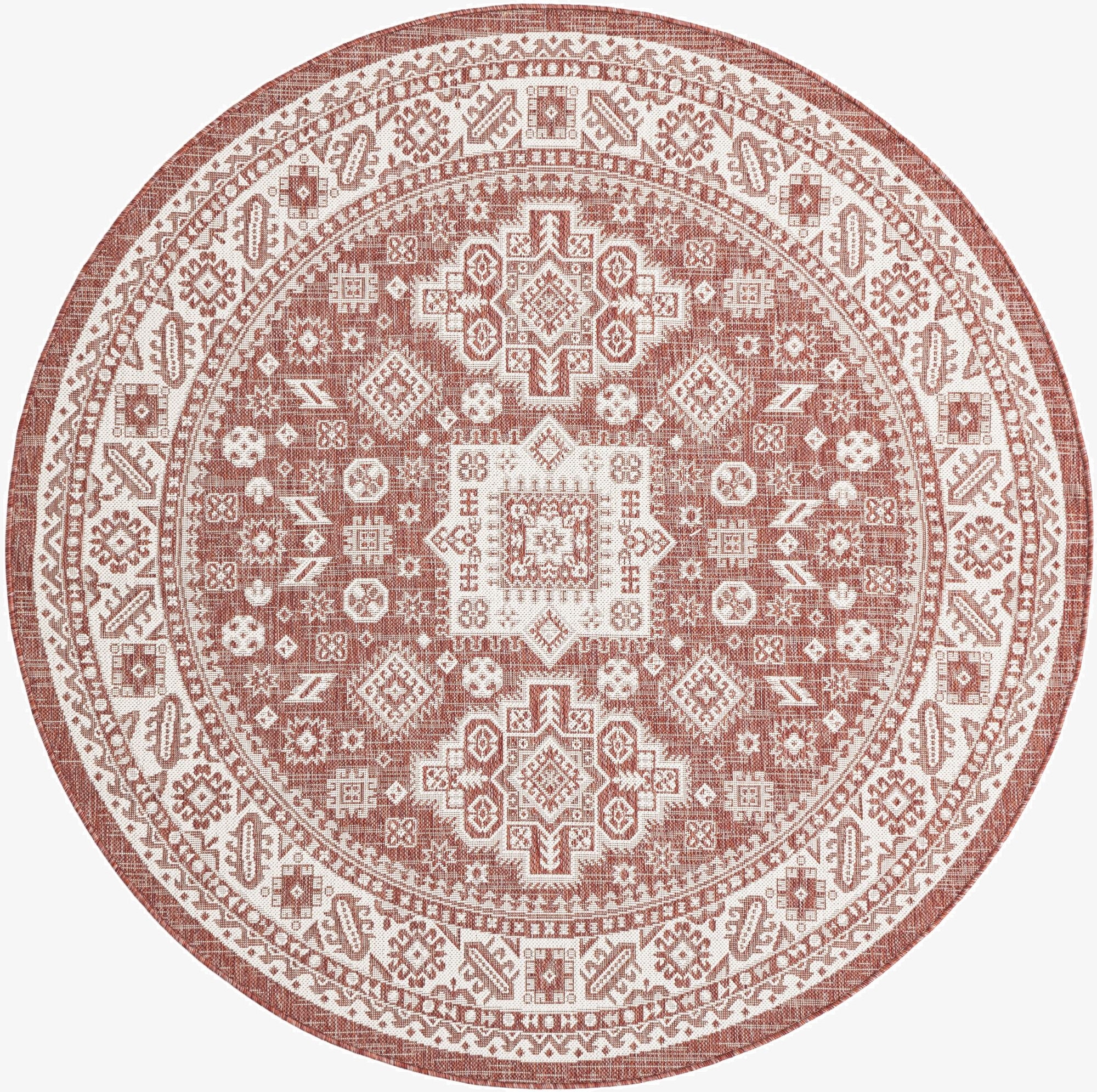  6' x 6'  Washable Aztec Indoor / Outdoor Round Rug