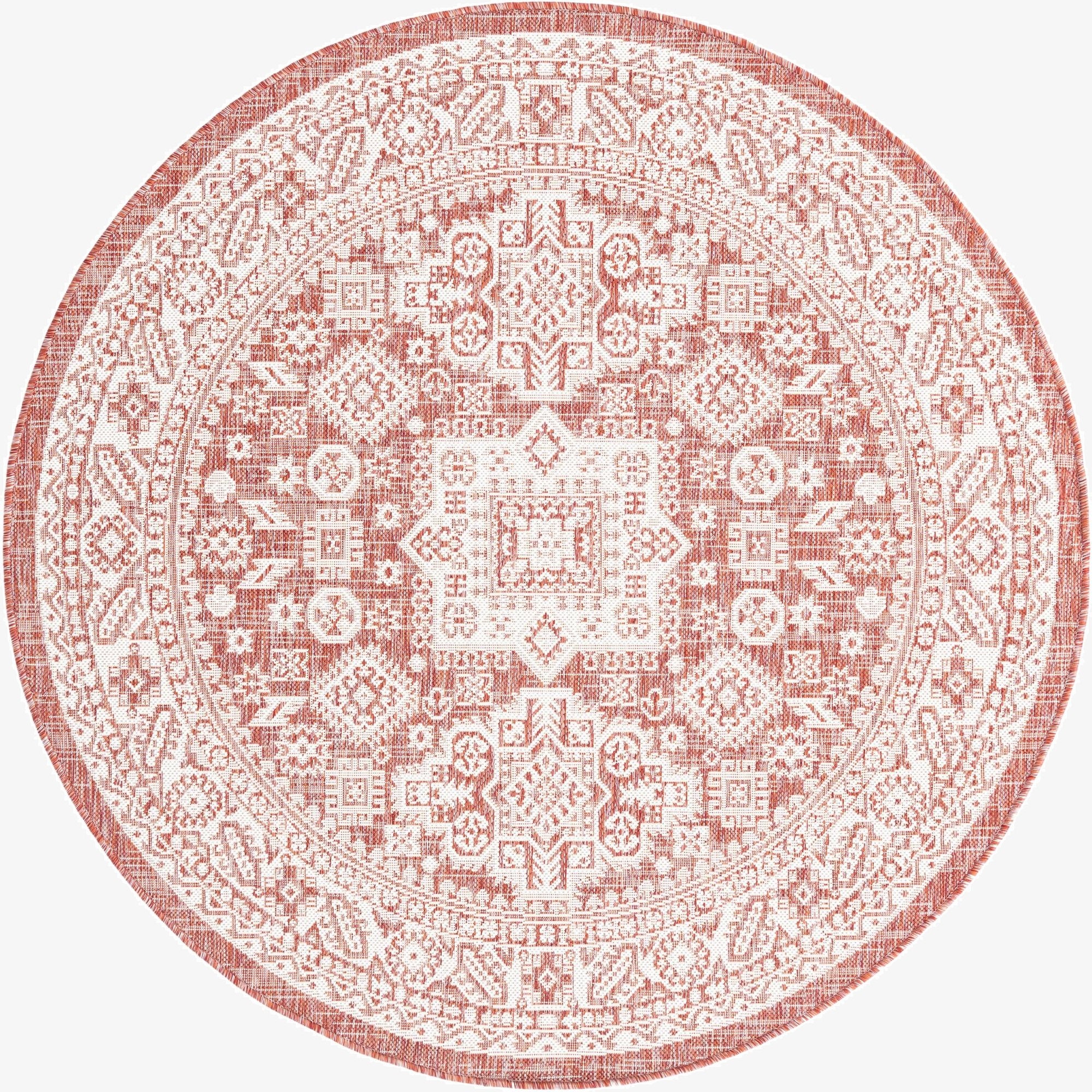  5' 3 x 5' 3  Washable Aztec Indoor / Outdoor Round Rug
