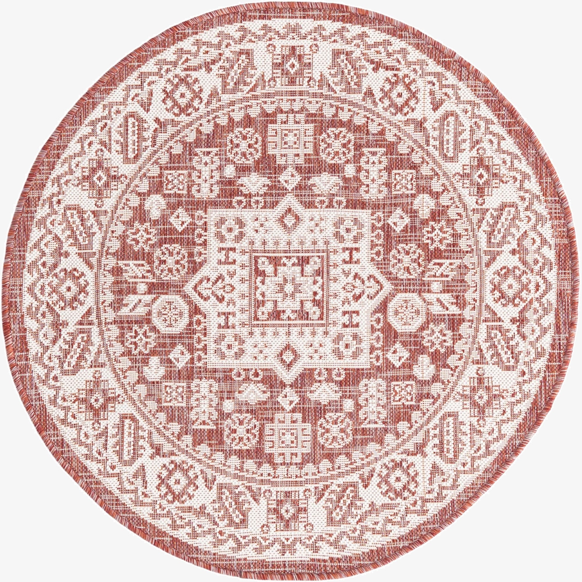  3' x 3'  Washable Aztec Indoor / Outdoor Round Rug