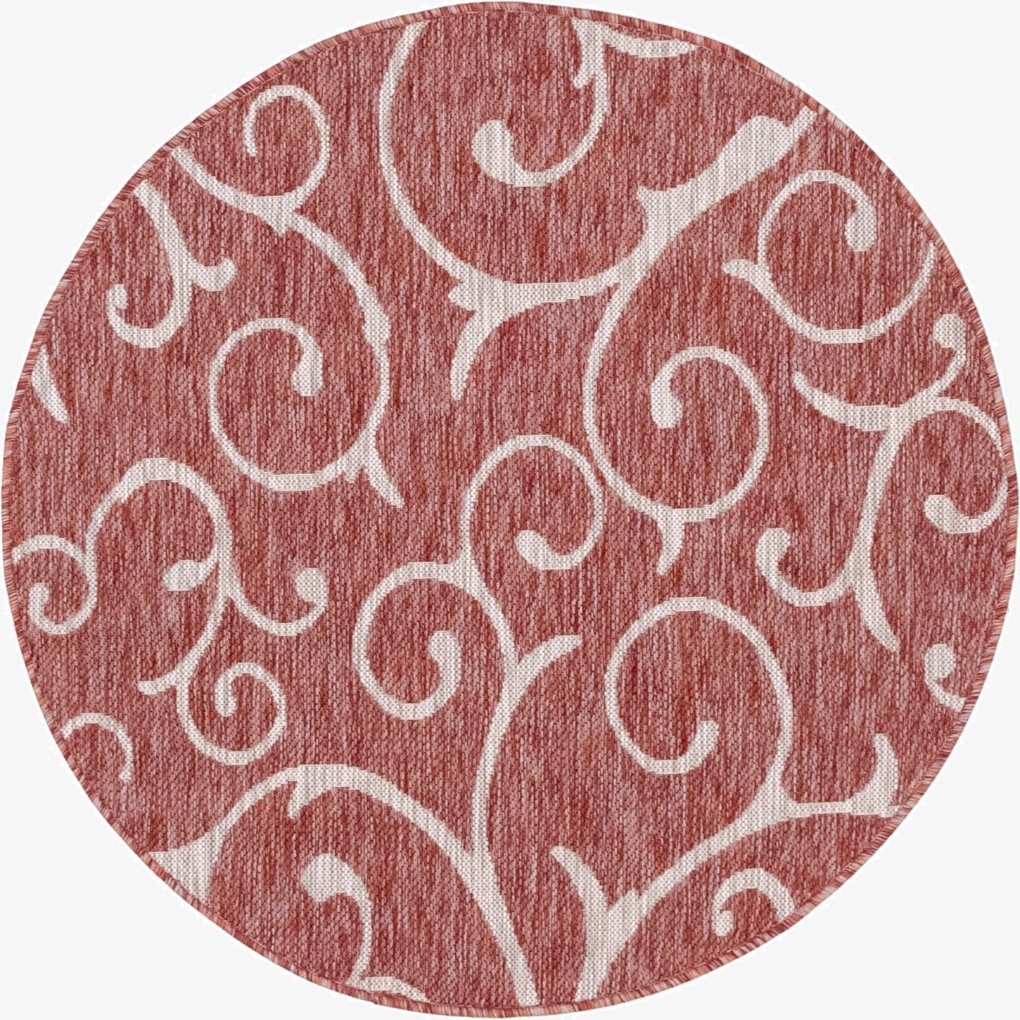  4' x 4'  Washable Botanical Indoor / Outdoor Round Rug