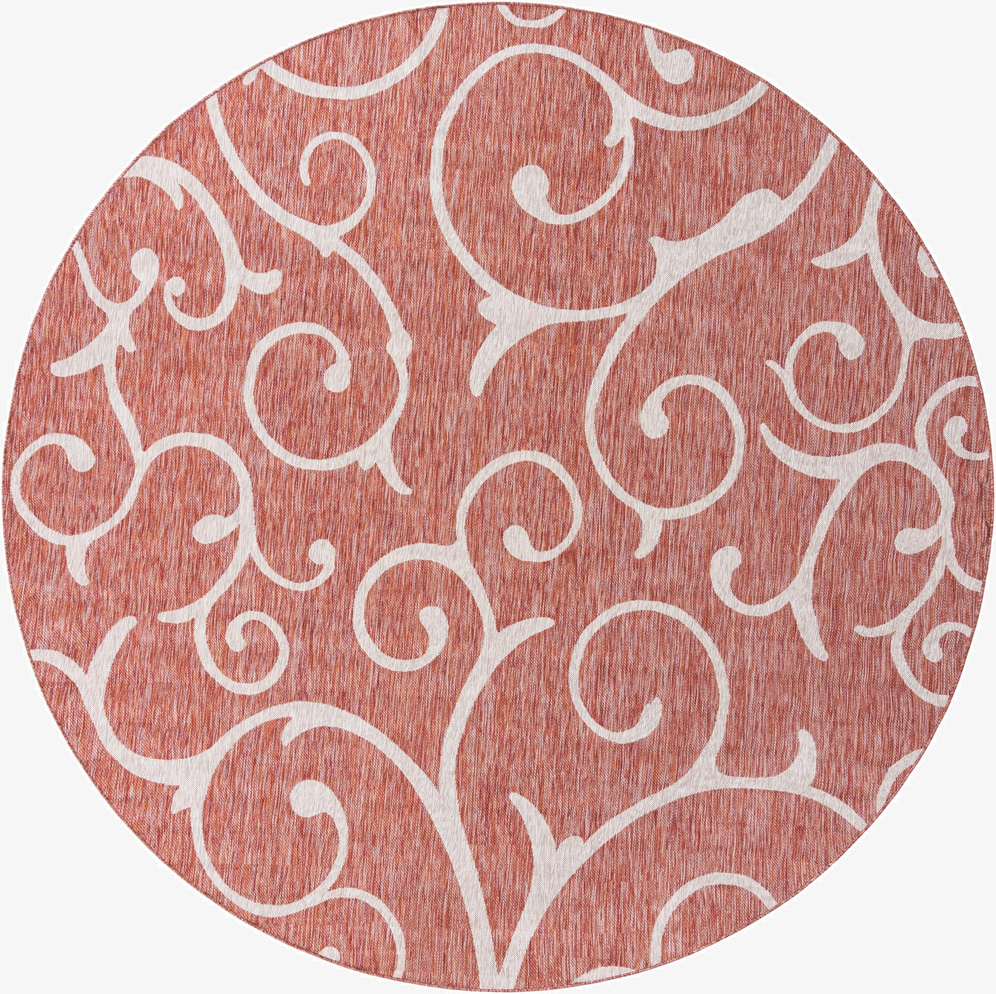  10' 8 x 10' 8  Washable Botanical Indoor / Outdoor Round Rug