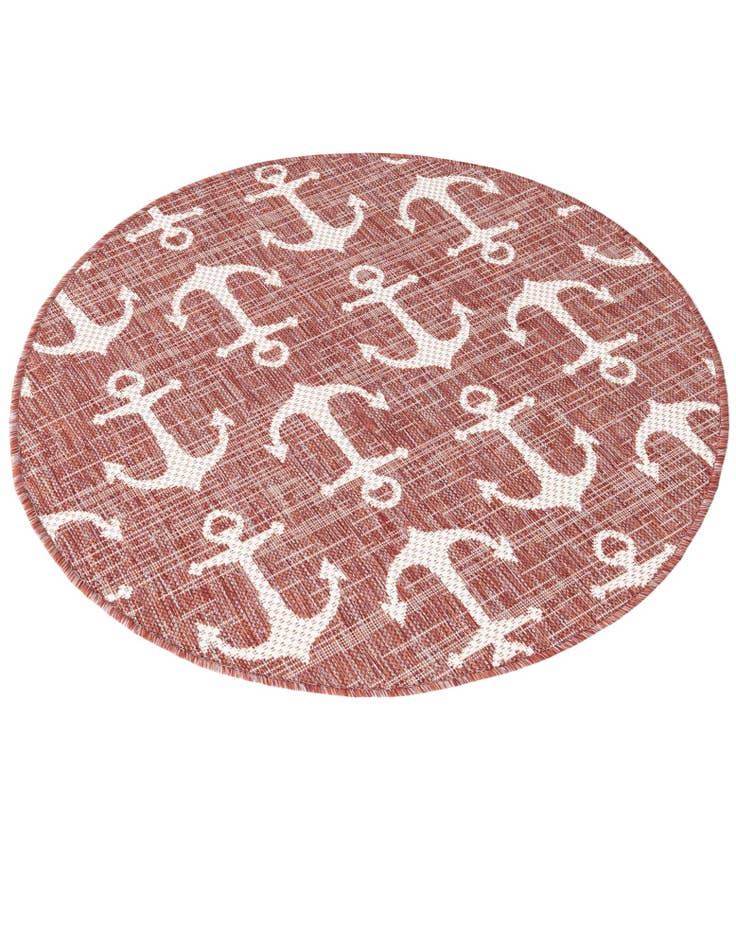Detail image of  3' x 3'  Washable Coastal Indoor / Outdoor Round Rug