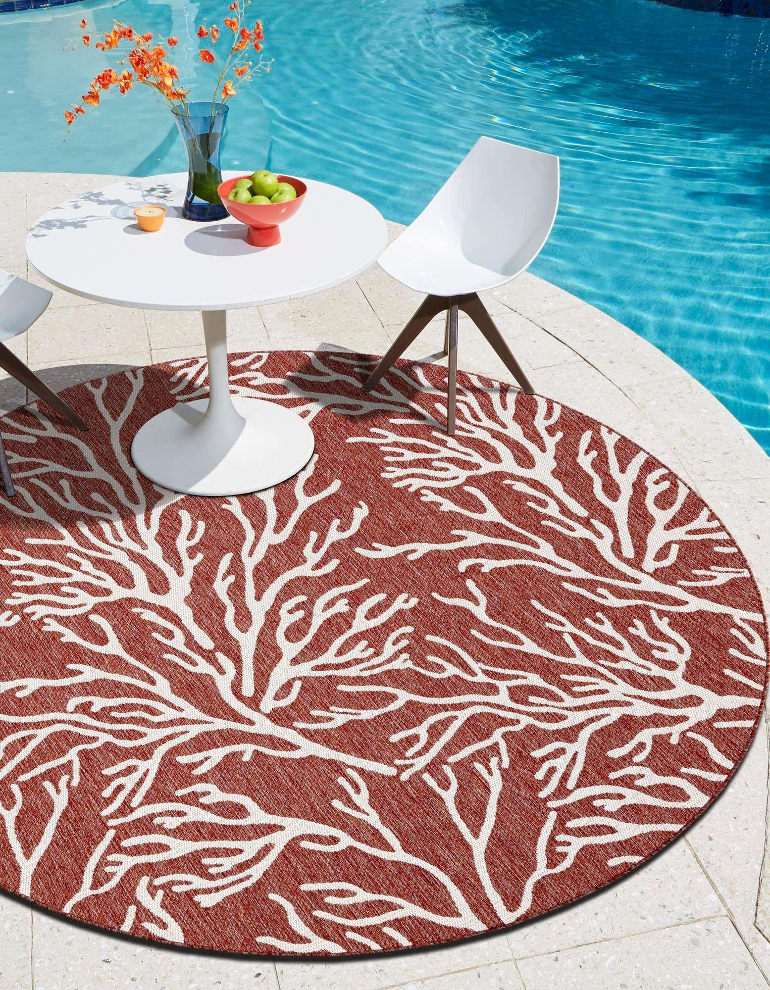 Primary image  10' x 10'  Washable Coastal Indoor / Outdoor Round Rug