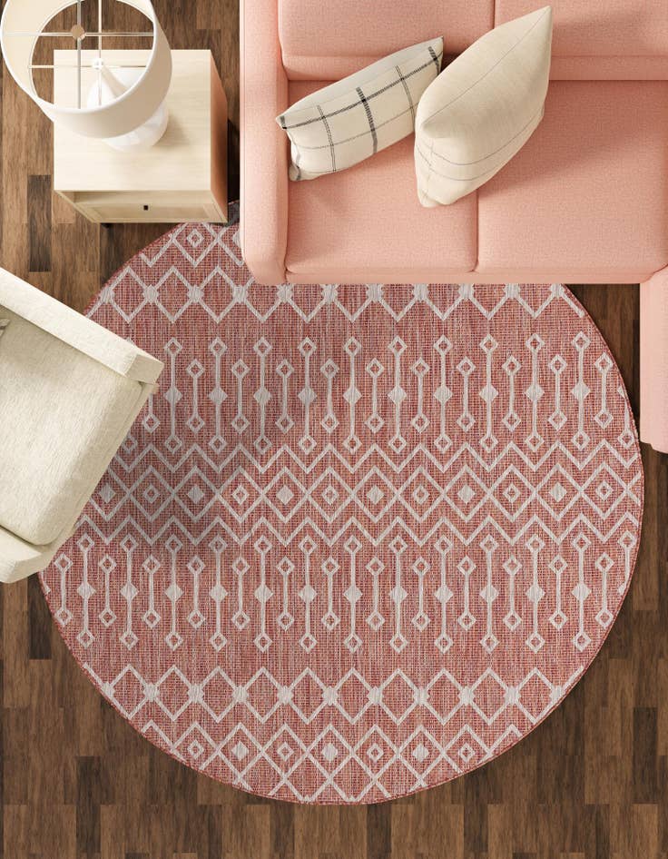 Detail image of  10' 8 x 10' 8  Washable Lattice Indoor / Outdoor Round Rug