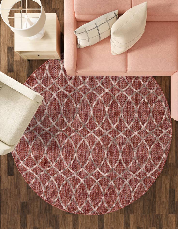 Detail image of  4' x 4'  Washable Lattice Indoor / Outdoor Round Rug