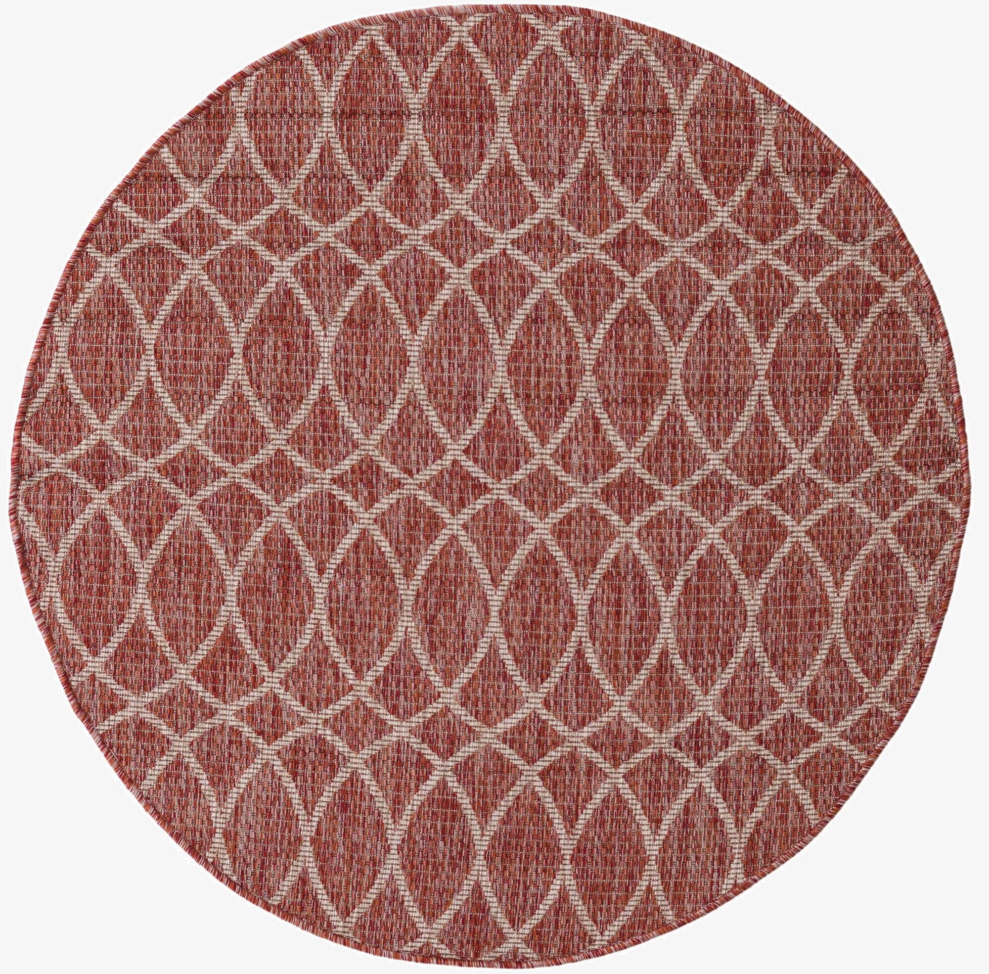  4' x 4'  Washable Lattice Indoor / Outdoor Round Rug