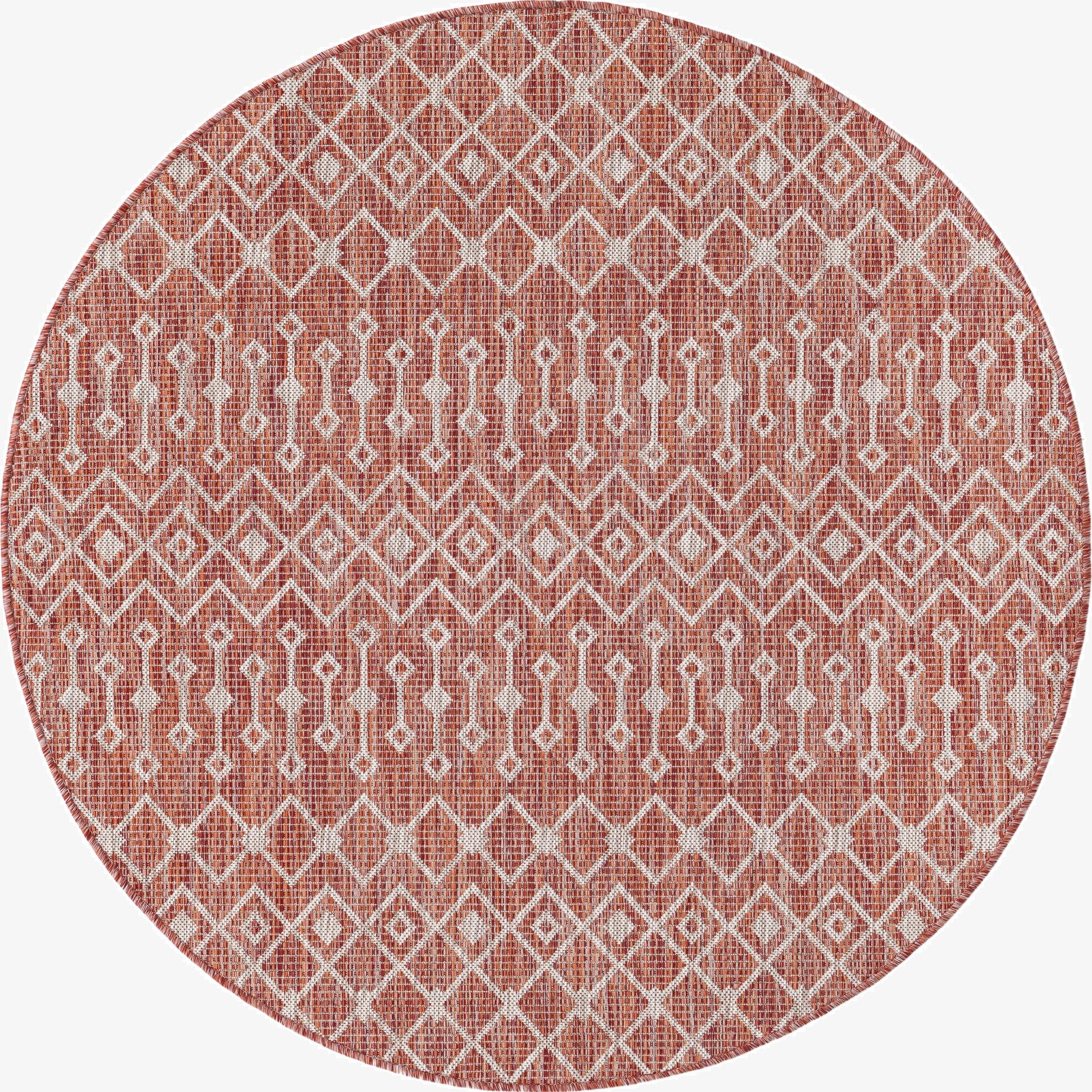  5' 3 x 5' 3  Washable Lattice Indoor / Outdoor Round Rug