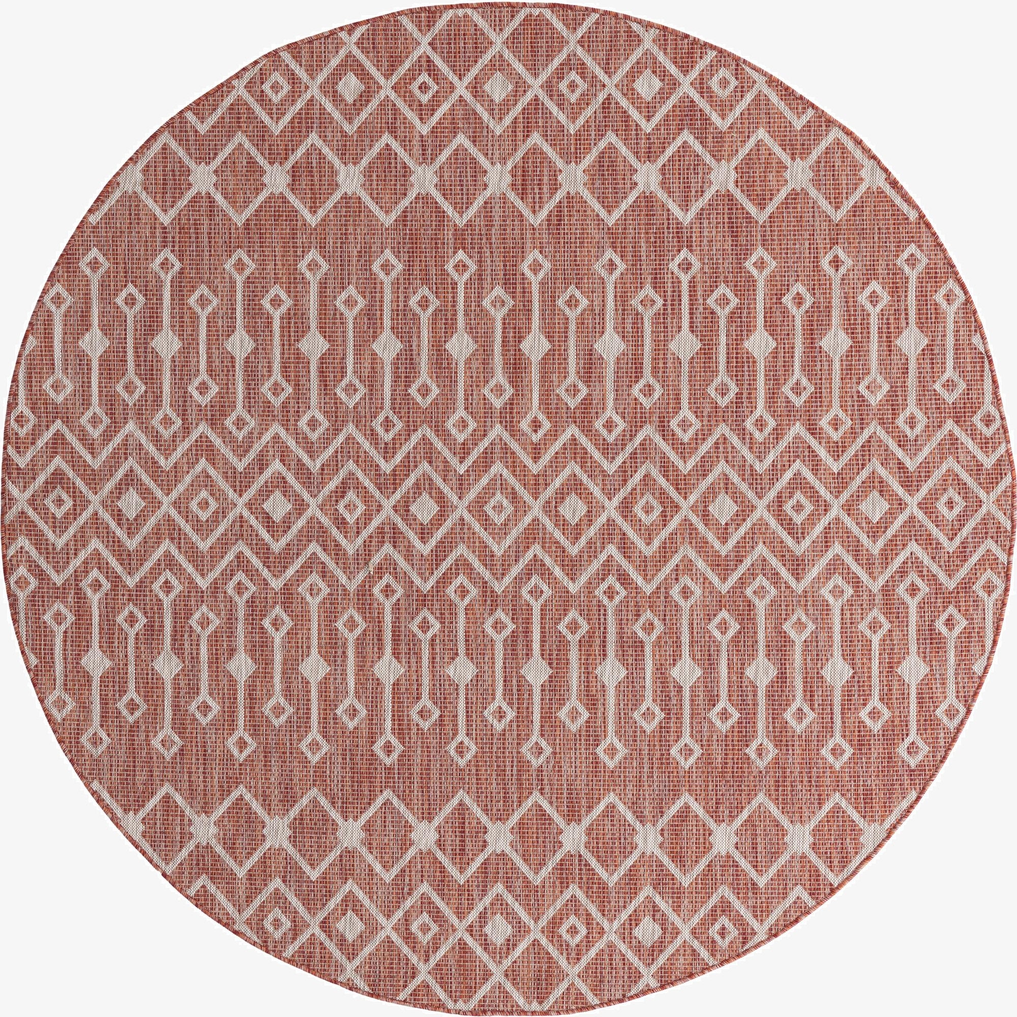  7' 10 x 7' 10  Washable Lattice Indoor / Outdoor Round Rug