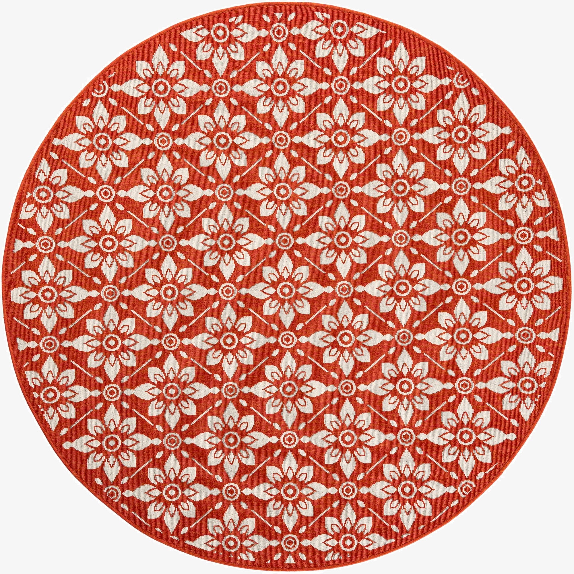  6' x 6'  Washable Lattice Indoor / Outdoor Round Rug