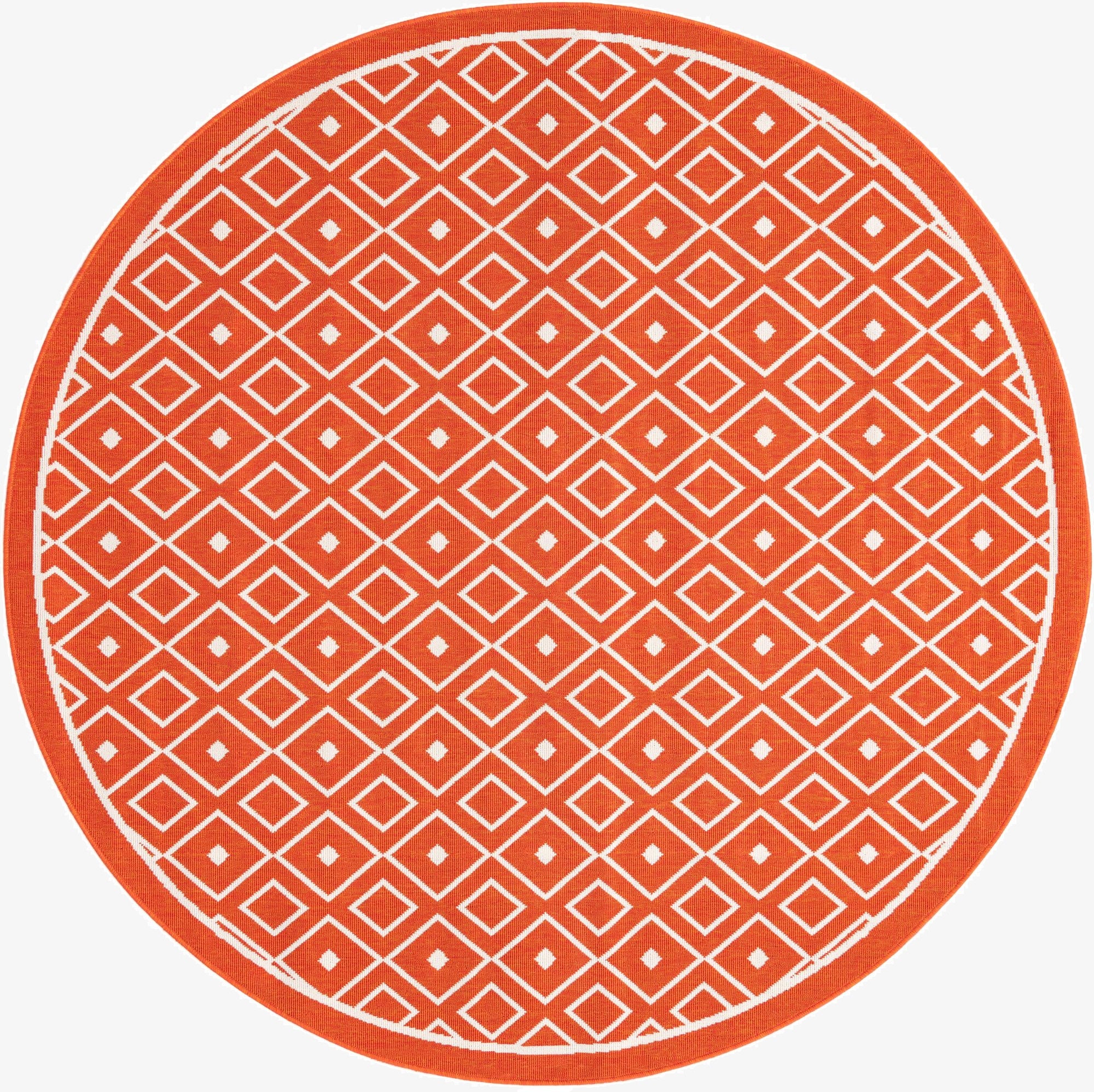  7' x 7'  Washable Lattice Indoor / Outdoor Round Rug