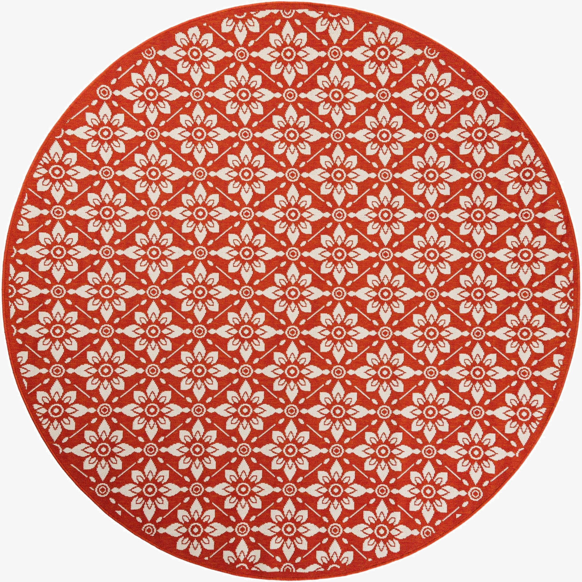  7' 10 x 7' 10  Washable Lattice Indoor / Outdoor Round Rug