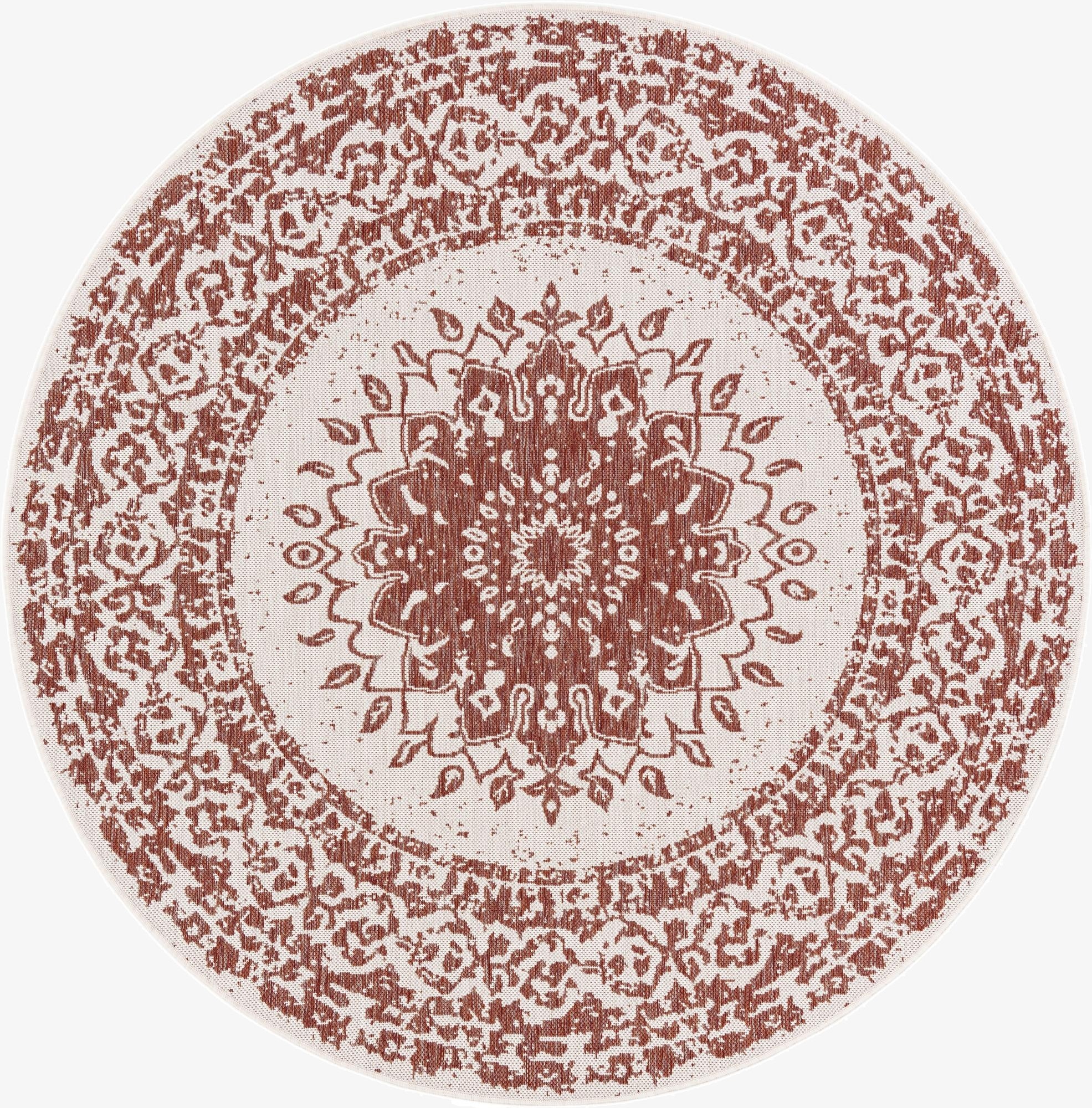  6' x 6'  Washable Traditional Indoor / Outdoor Round Rug