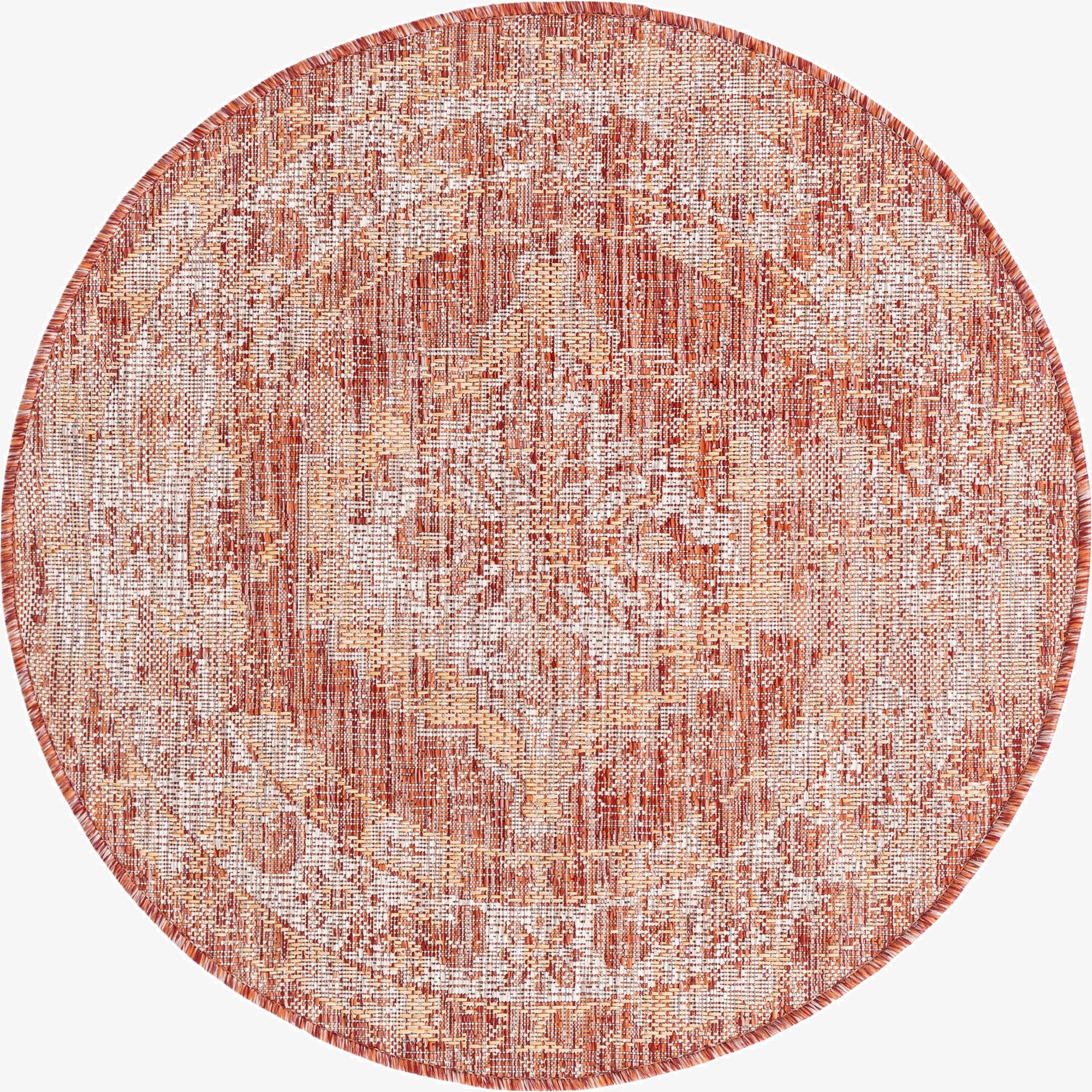  3' x 3'  Washable Traditional Indoor / Outdoor Round Rug