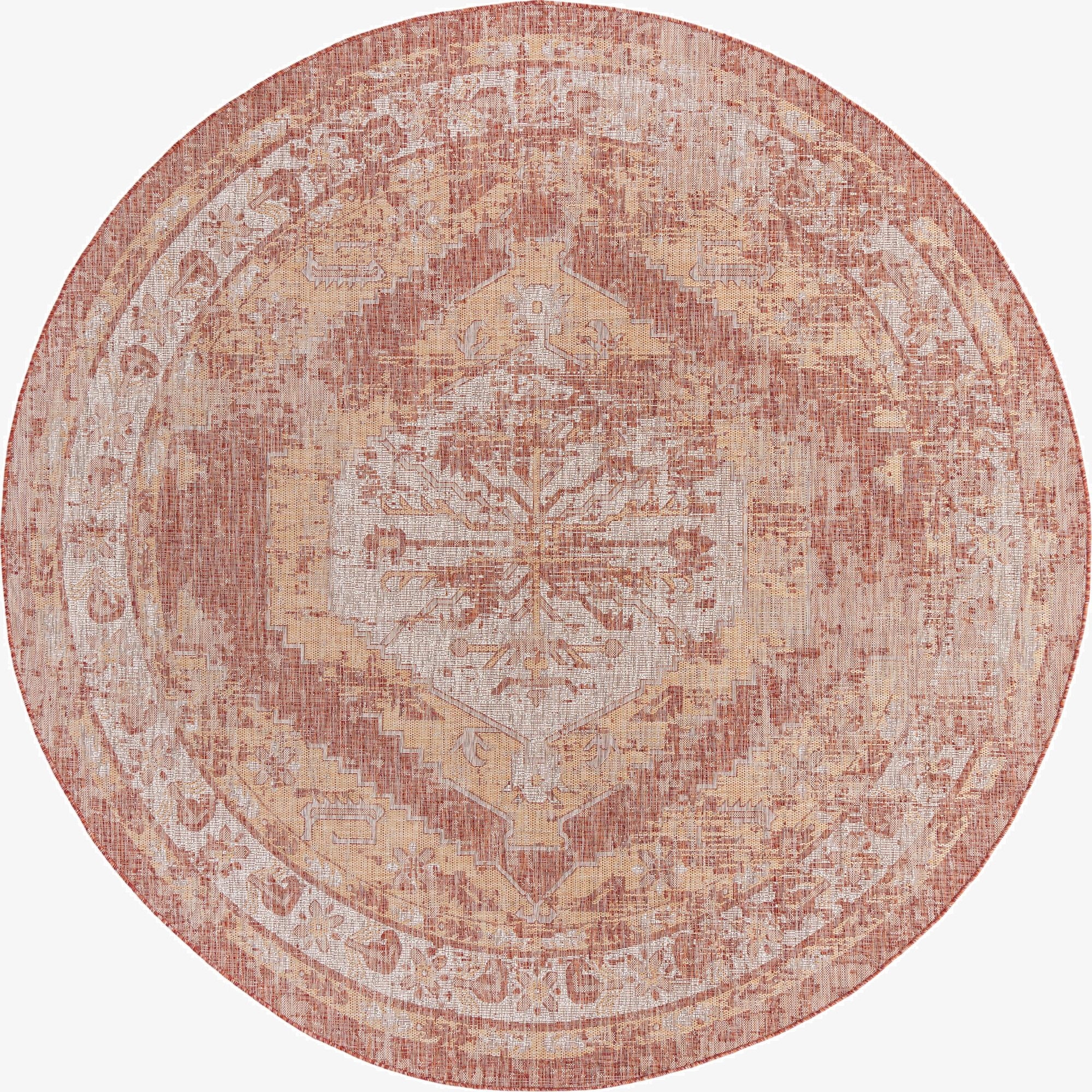  10' x 10'  Washable Traditional Indoor / Outdoor Round Rug