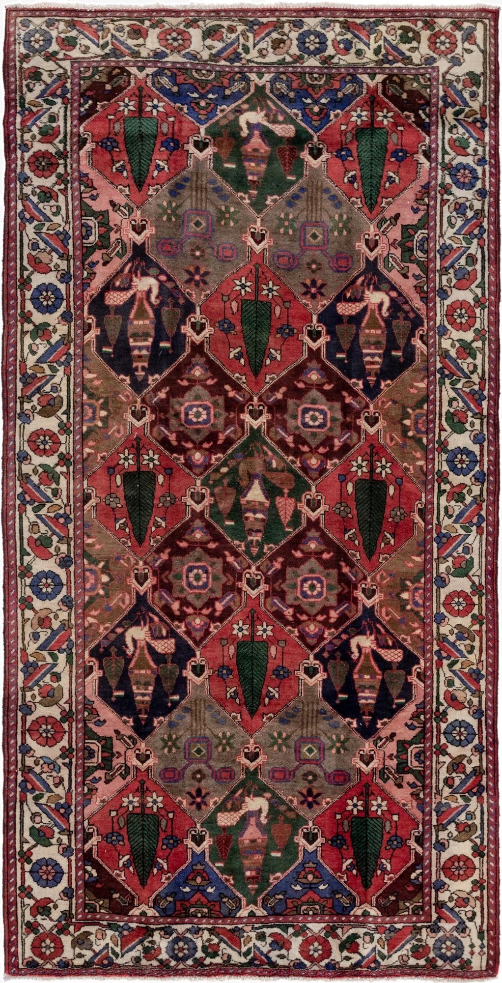  5' 2 x 10'  Hand Knotted Bakhtiar Persian Wool Runner Rug