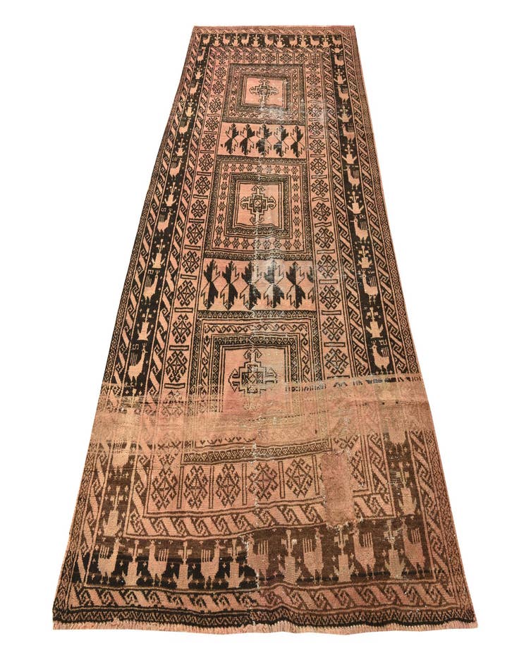 Detail image of  4' 6 x 9' 2  Hand Knotted Balouch Persian Wool Runner Rug