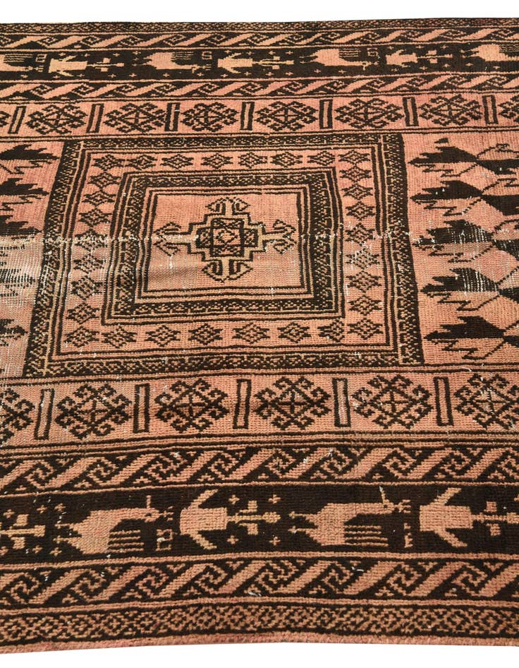 Detail image of  4' 6 x 9' 2  Hand Knotted Balouch Persian Wool Runner Rug