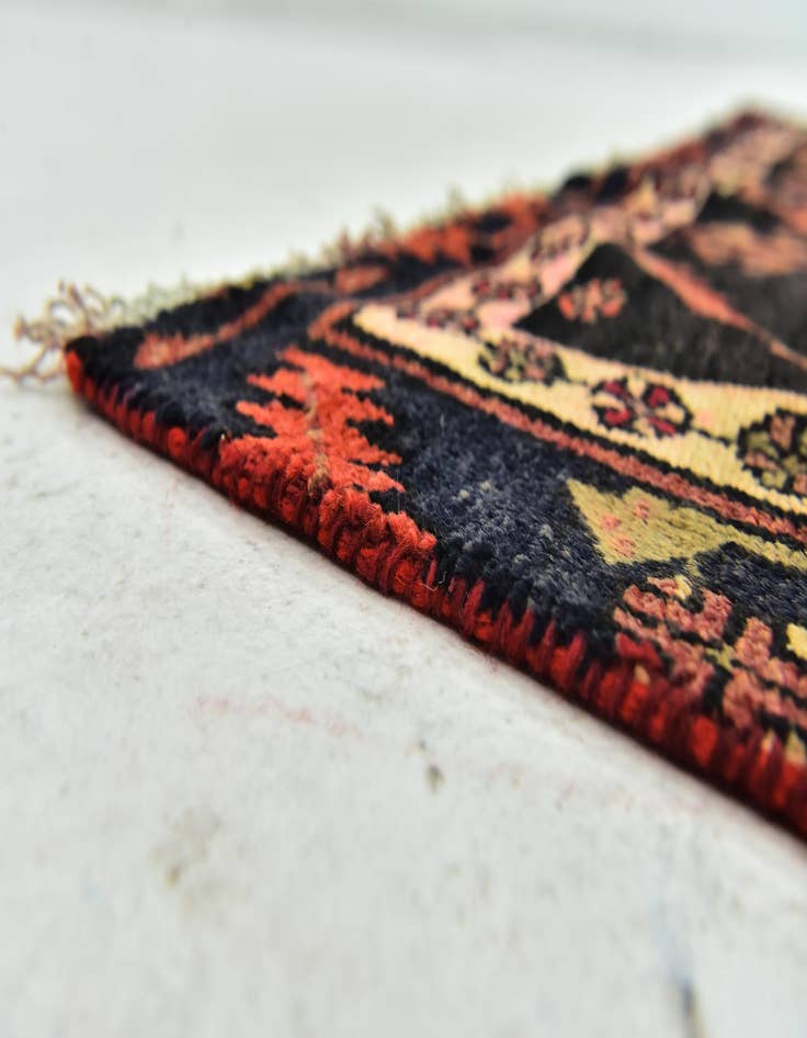 Detail image of  3' 10 x 7' 4  Hand Knotted Hamedan Persian Wool Runner Rug