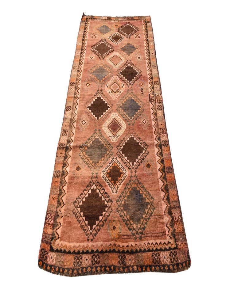 Detail image of  3' 9 x 8'  Hand Knotted Hamedan Persian Wool Runner Rug