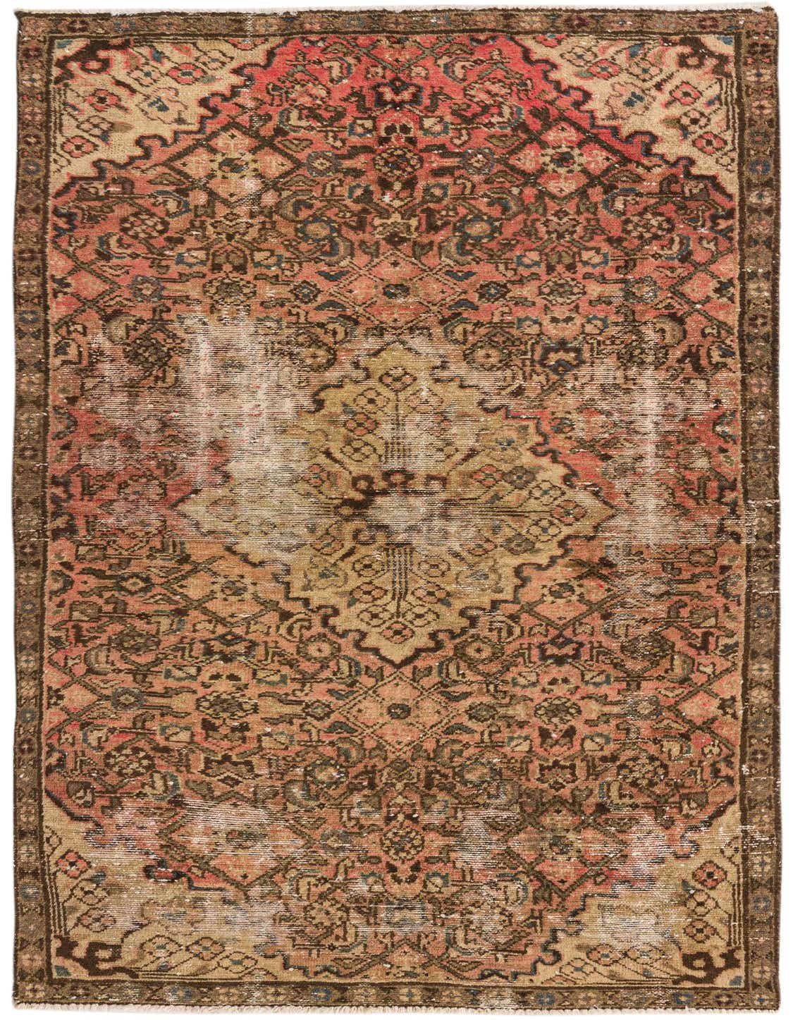 A 7 ft runner rug in traditional Persian style, featuring a medallion pattern in faded oranges, reds, and browns, ideal for a hallway.