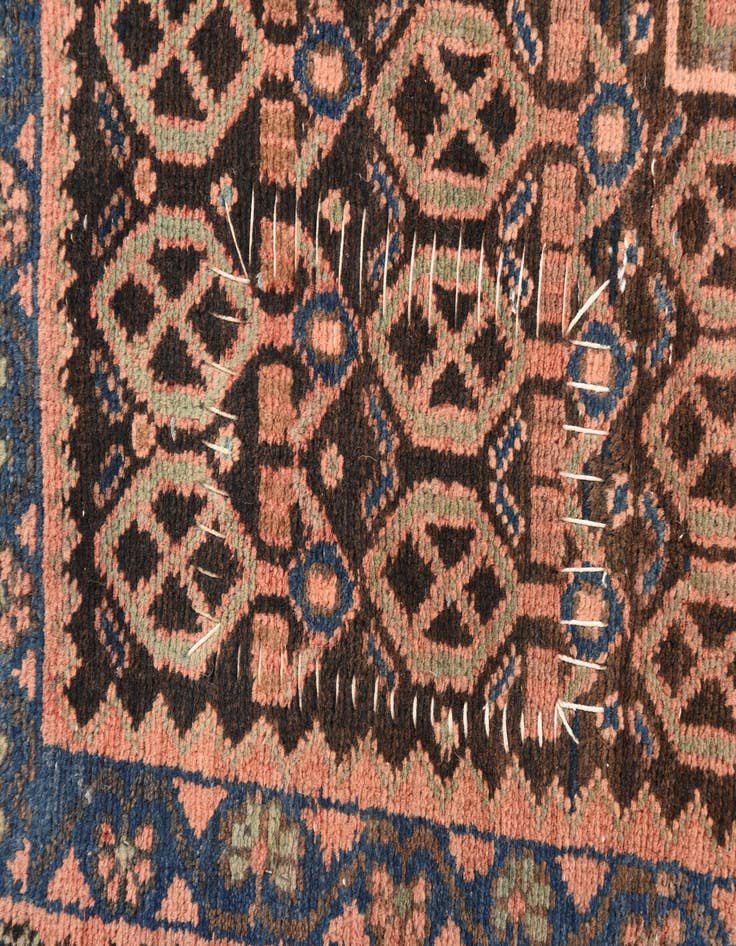 Detail image of  3' 5 x 9' 6  Hand Knotted Hamedan Persian Wool Runner Rug