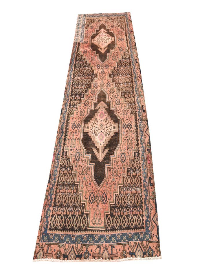 Detail image of  3' 5 x 9' 6  Hand Knotted Hamedan Persian Wool Runner Rug