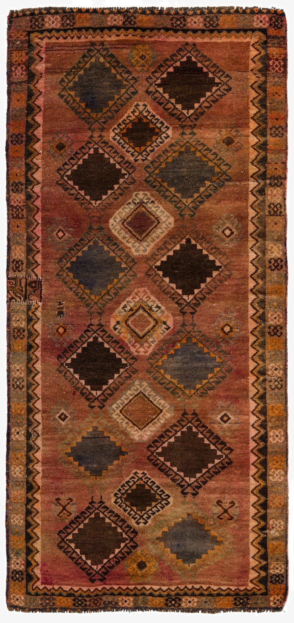  3' 9 x 8'  Hand Knotted Hamedan Persian Wool Runner Rug