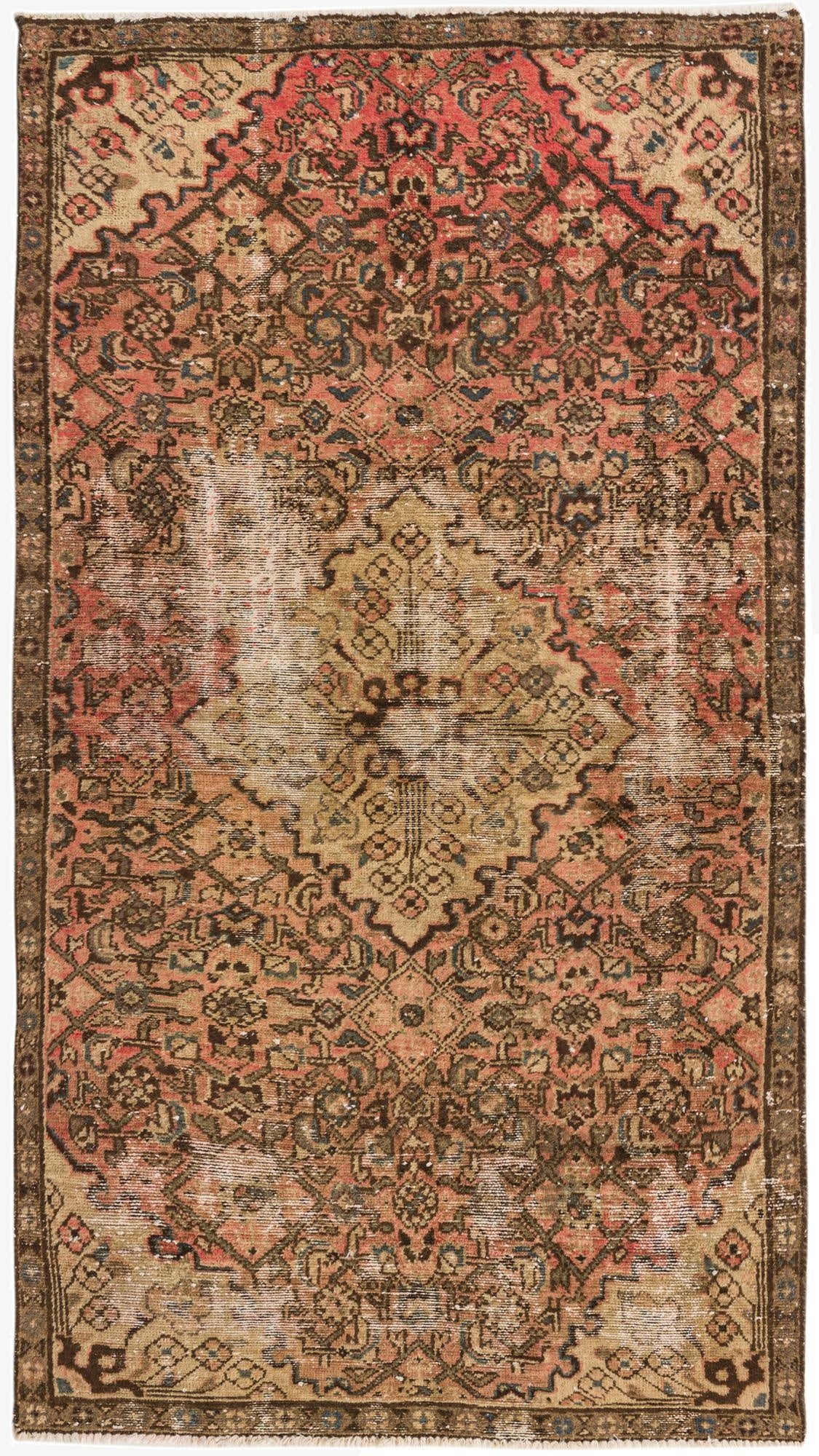  4' x 7' 3  Hand Knotted Hamedan Persian Wool Runner Rug