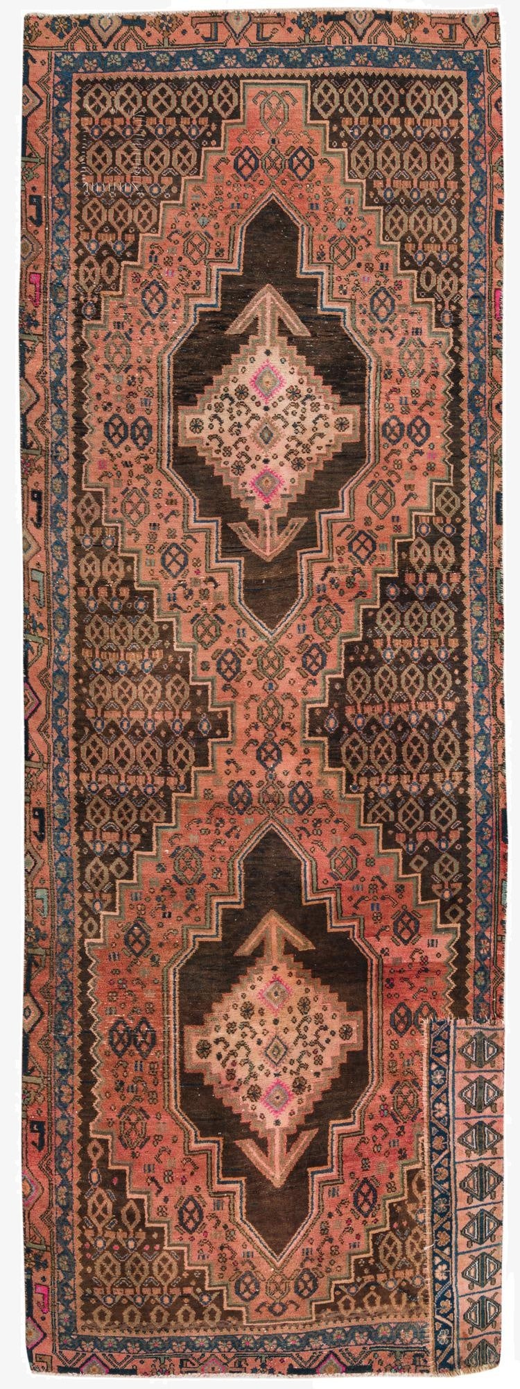  3' 5 x 9' 6  Hand Knotted Hamedan Persian Wool Runner Rug