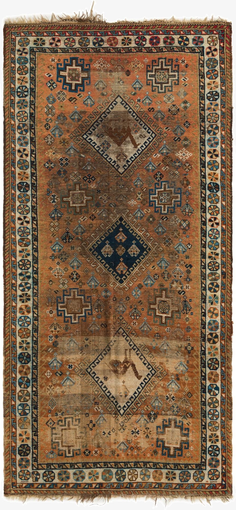  4' 4 x 9' 4  Hand Knotted Hamedan Persian Wool Runner Rug