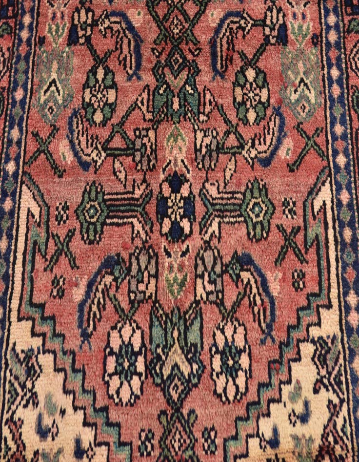 Detail image of  3' 6 x 9' 8  Hand Knotted Hossainabad Persian Wool Runner Rug