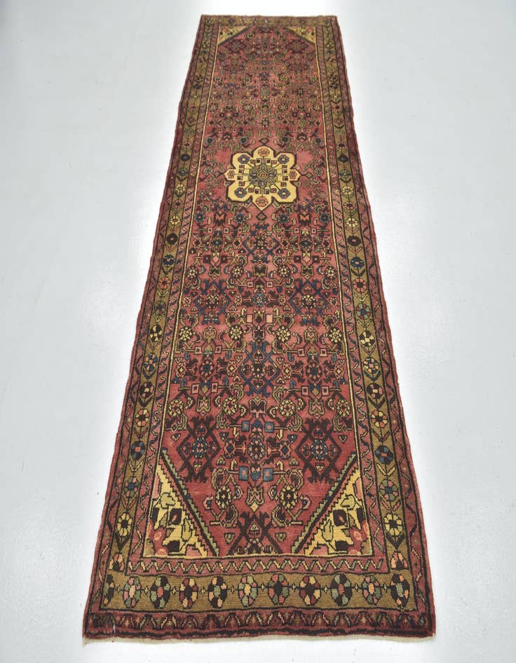 Detail image of 3' 10 x 10' Hand Knotted Hossainabad Persian Wool Runner Rug