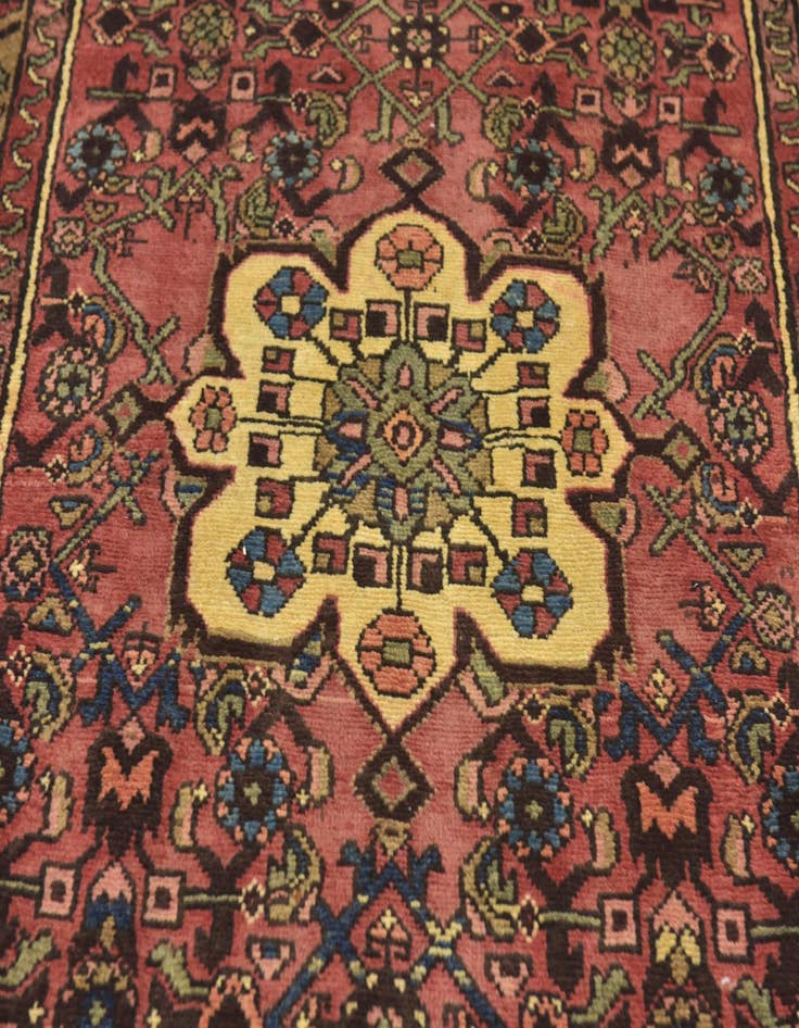 Detail image of 3' 10 x 10' Hand Knotted Hossainabad Persian Wool Runner Rug